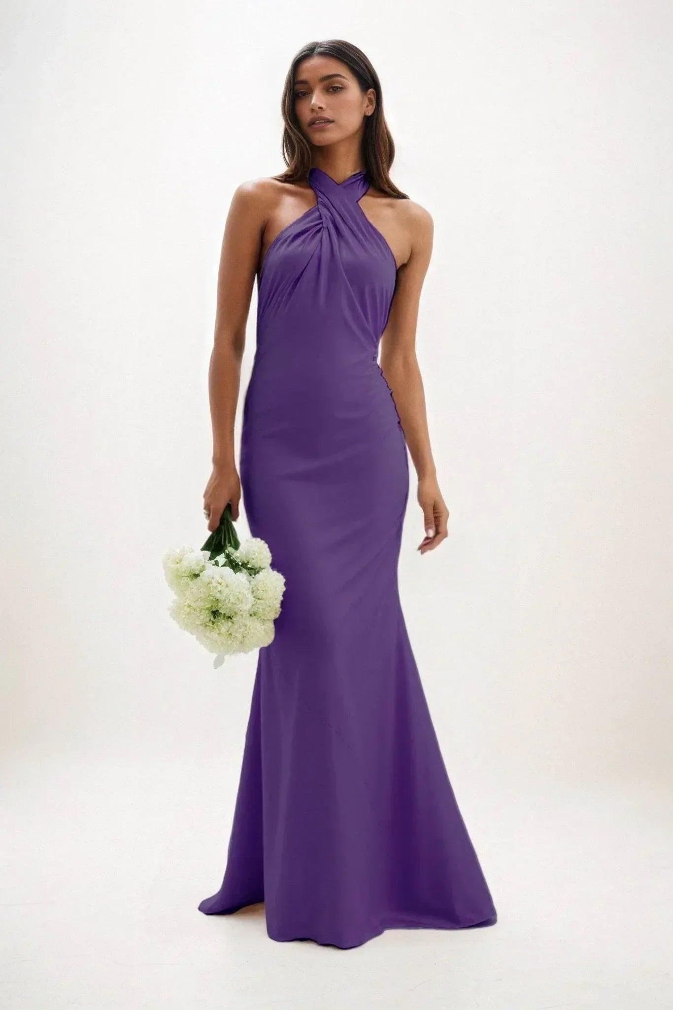 Sheath-Column Maxi Luxe Satin Dress CB0837CS