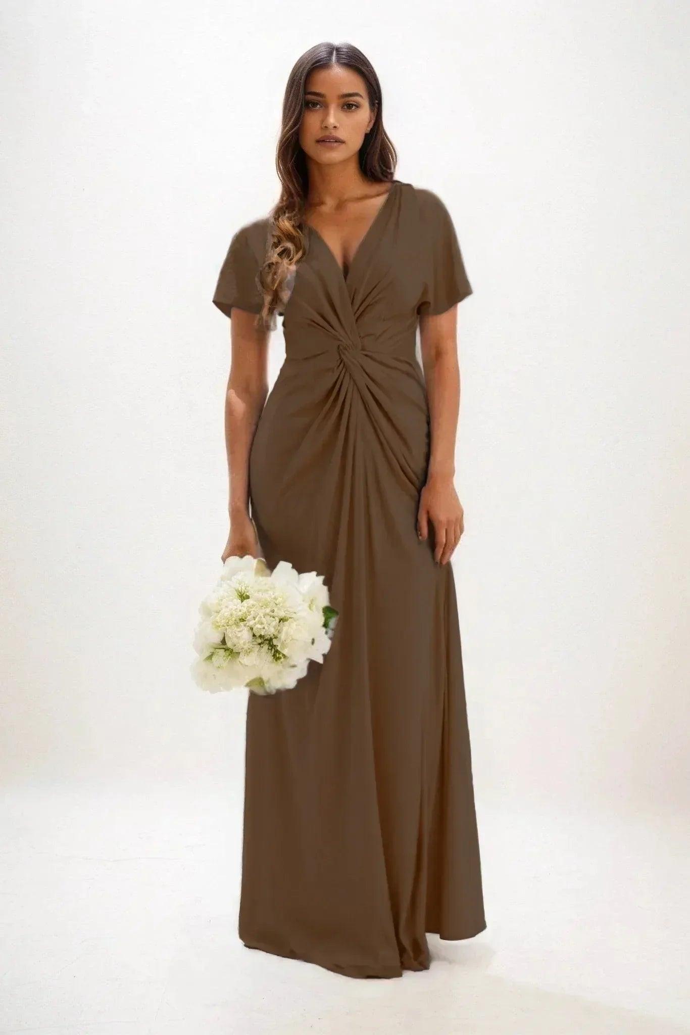 A-Line Maxi Luxe Satin Bridesmaid Dress CB0838