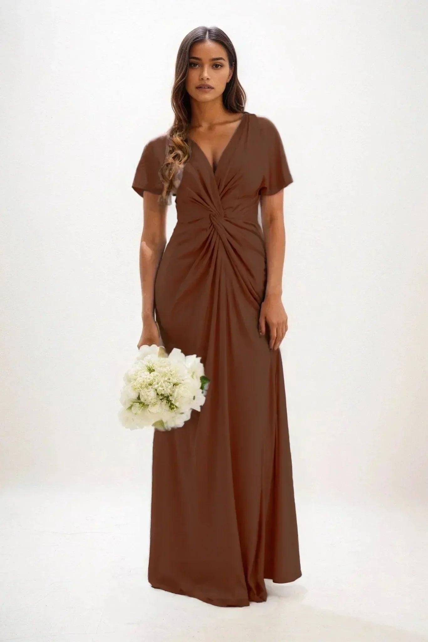 A-Line Maxi Luxe Satin Bridesmaid Dress CB0838