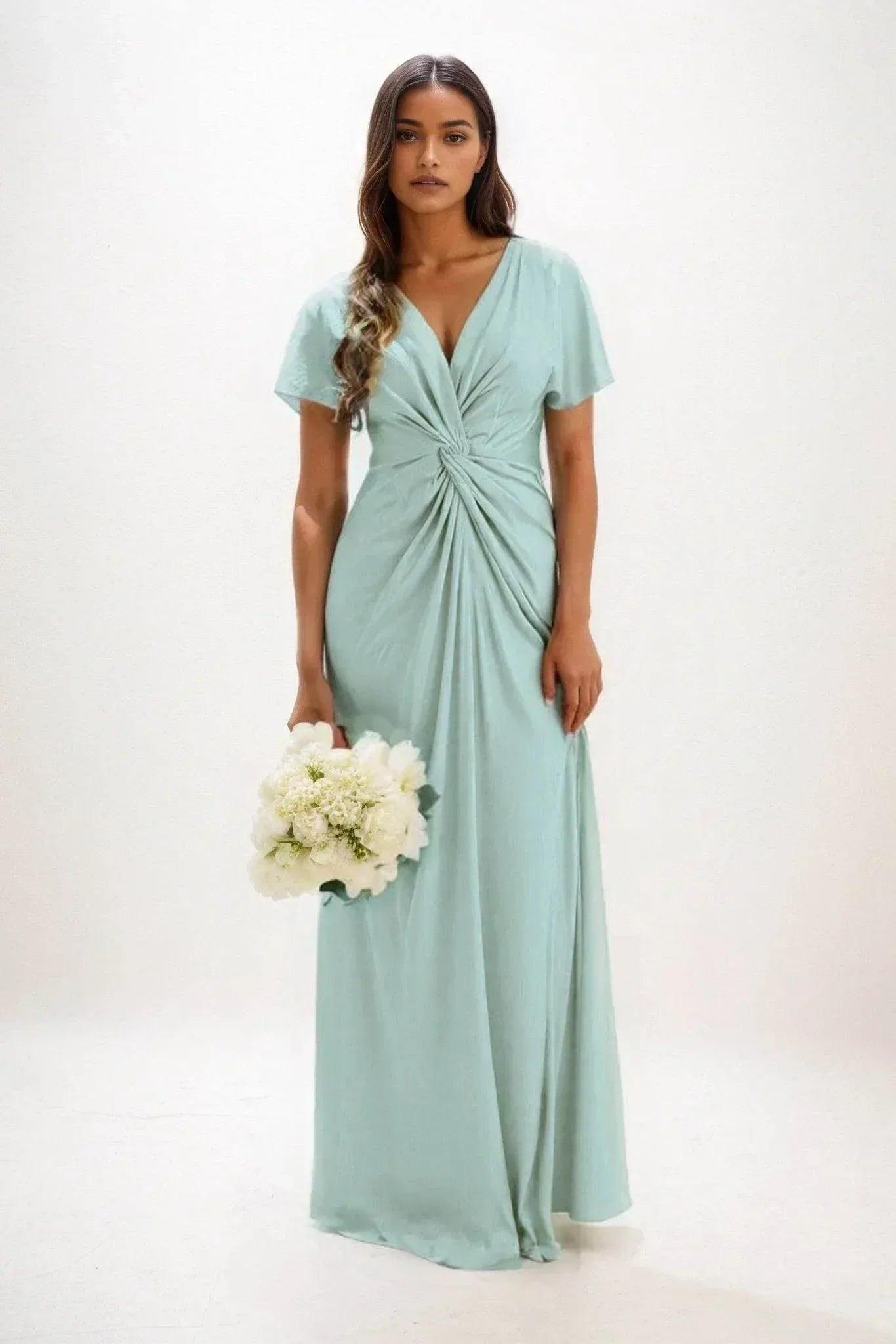 A-Line Maxi Luxe Satin Bridesmaid Dress CB0838