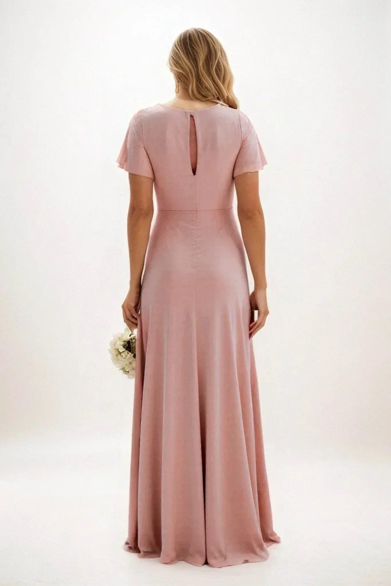 A-Line Maxi Luxe Satin Bridesmaid Dress CB0838