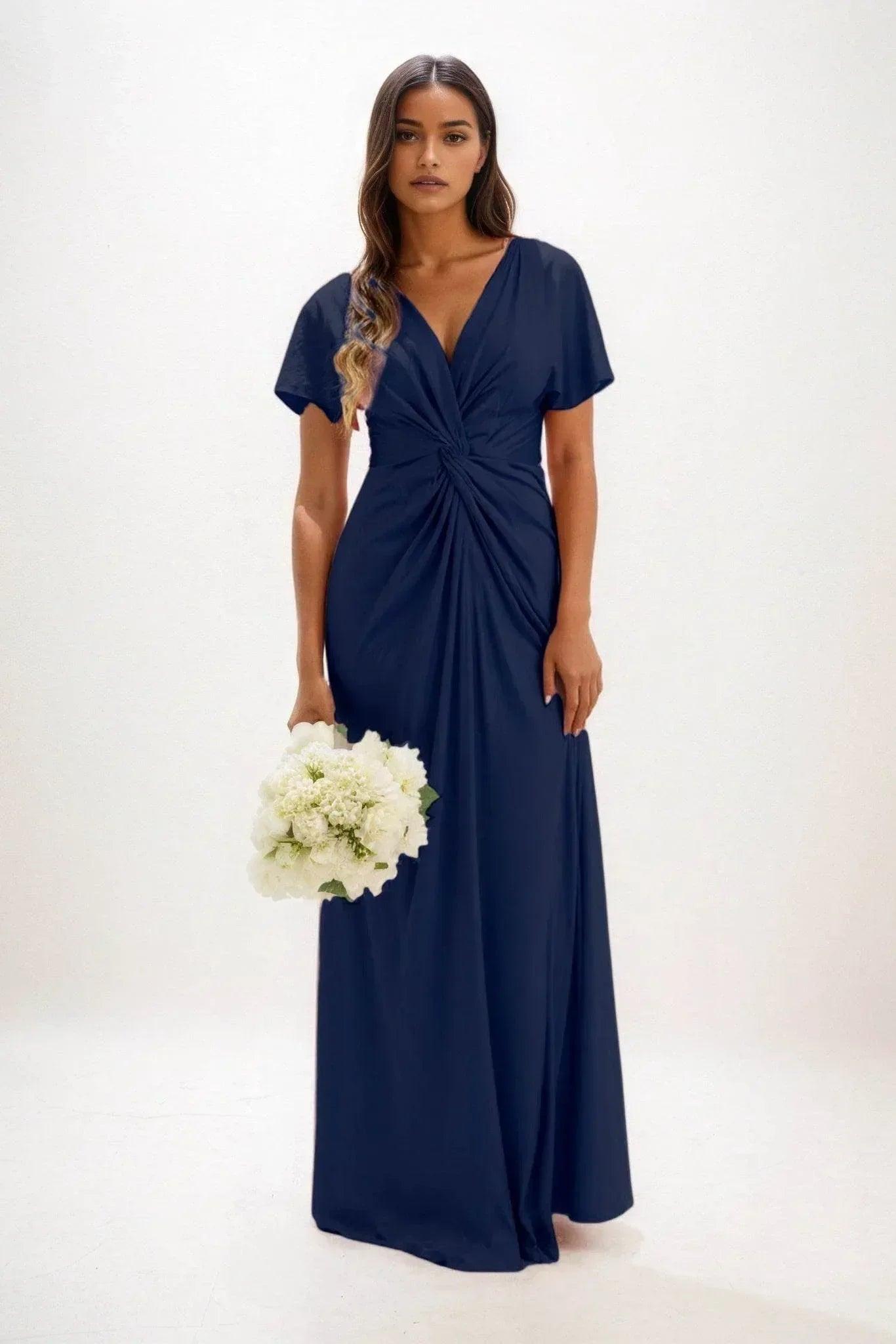 A-Line Maxi Luxe Satin Bridesmaid Dress CB0838