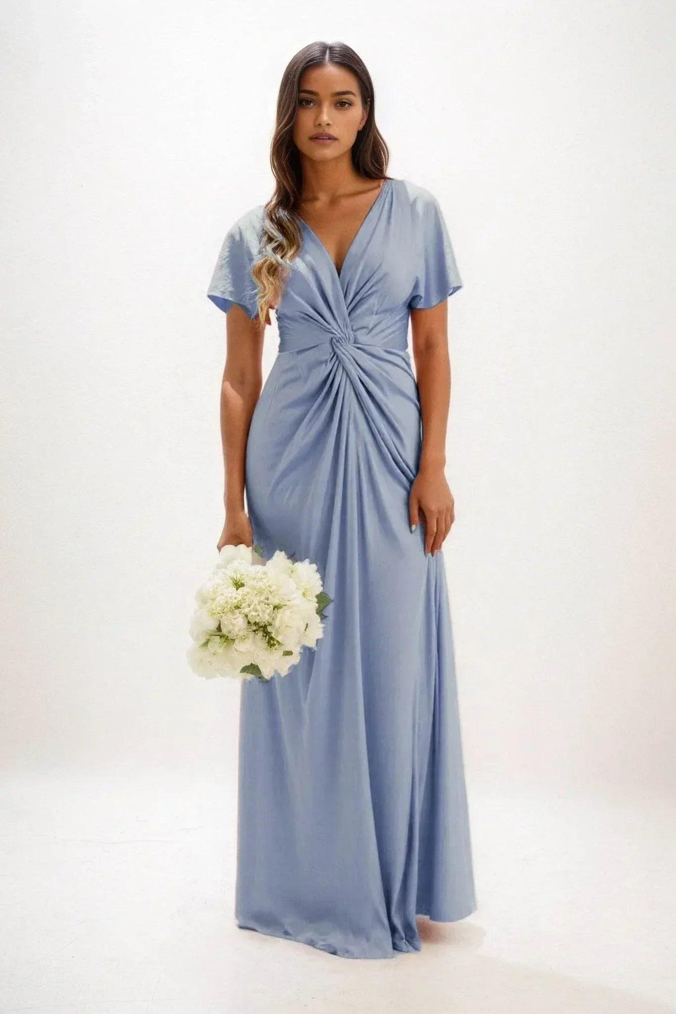 A-Line Maxi Luxe Satin Bridesmaid Dress CB0838