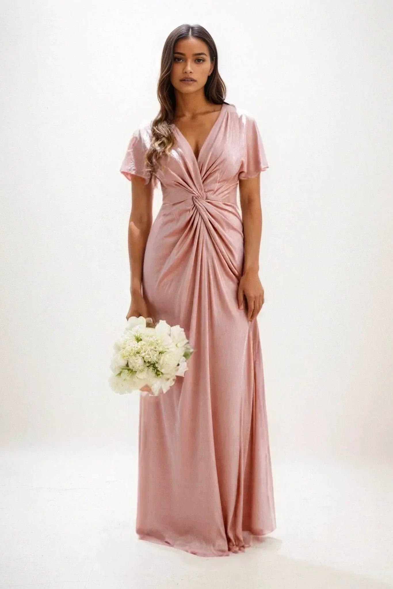 A-Line Maxi Luxe Satin Bridesmaid Dress CB0838