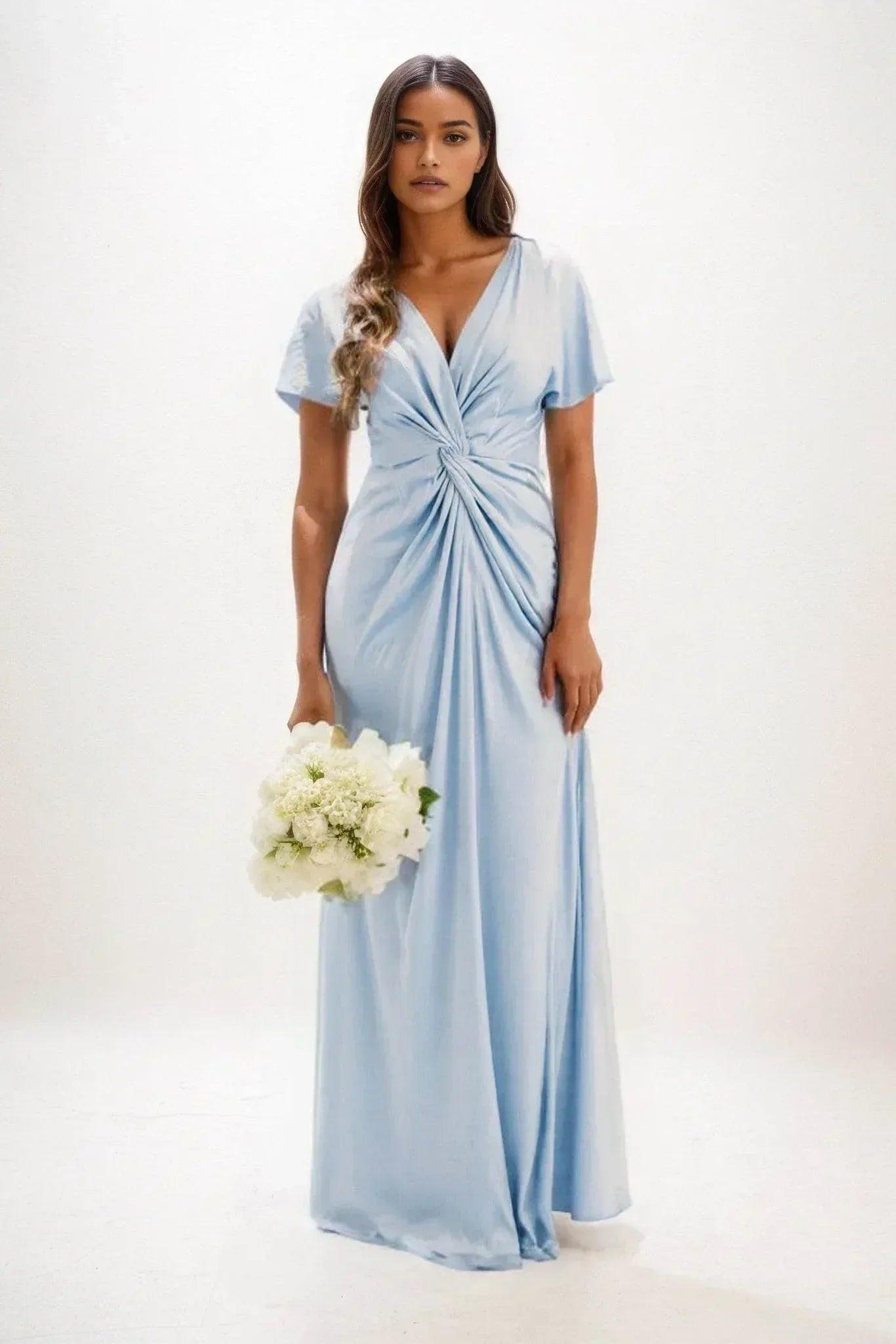 A-Line Maxi Luxe Satin Bridesmaid Dress CB0838