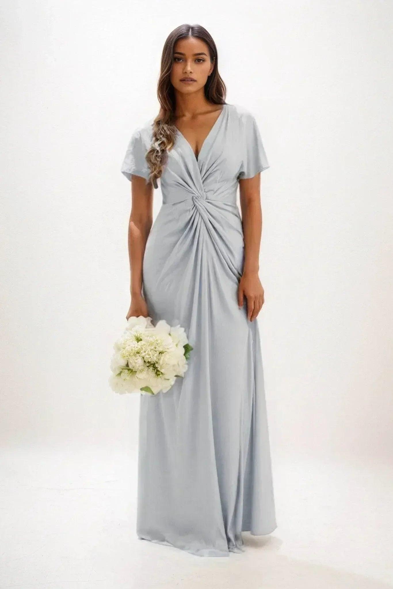 A-Line Maxi Luxe Satin Bridesmaid Dress CB0838