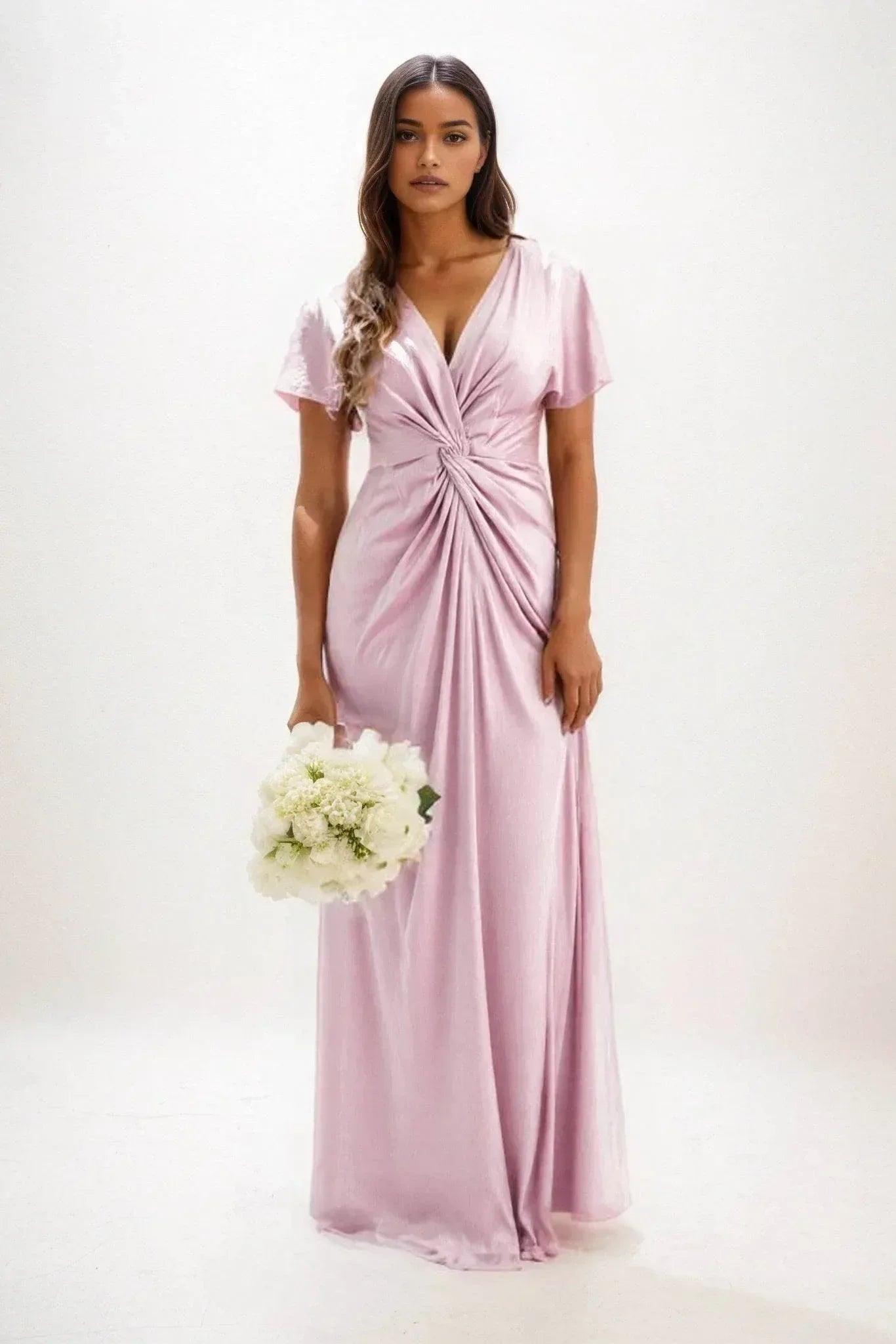A-Line Maxi Luxe Satin Bridesmaid Dress CB0838