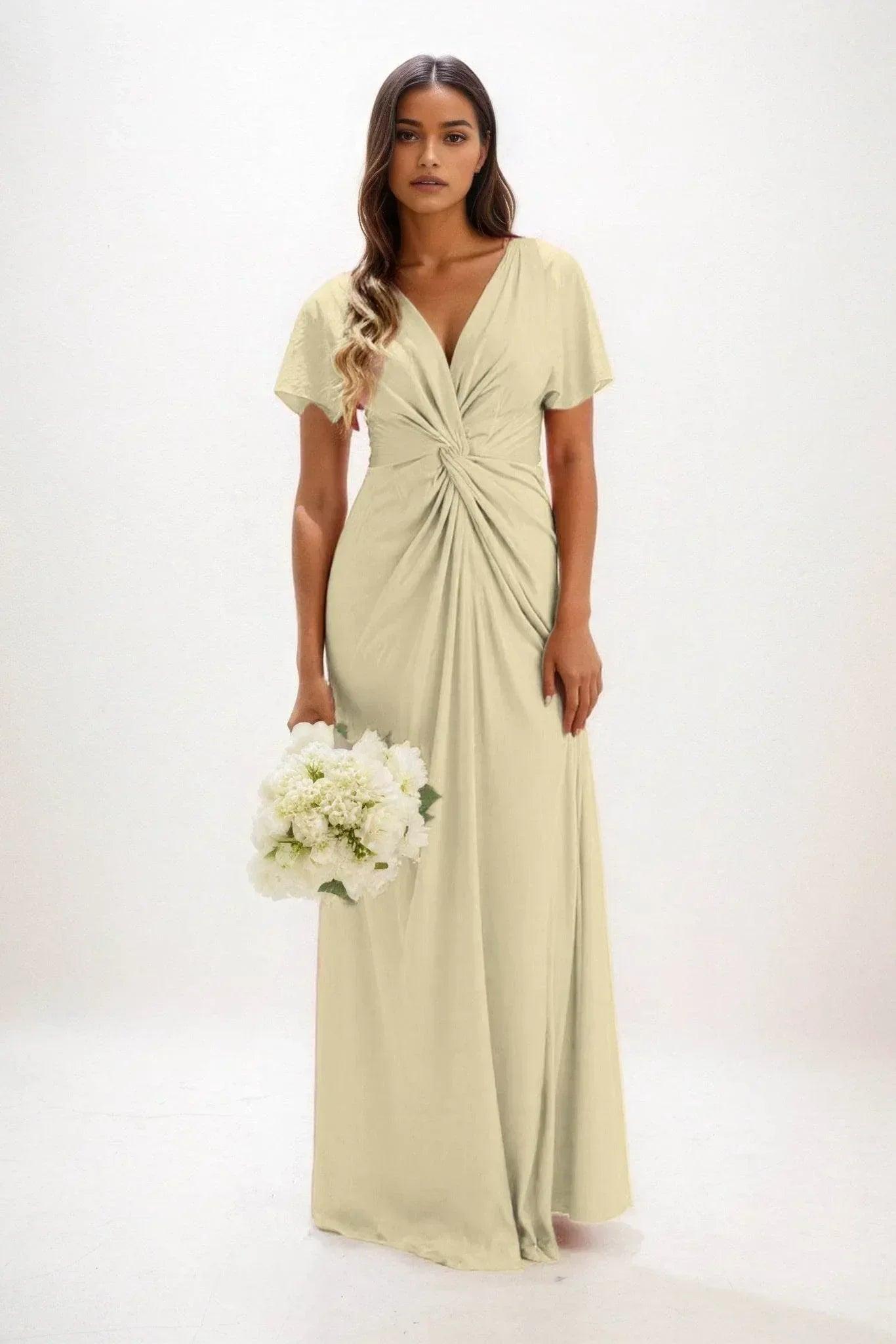 A-Line Maxi Luxe Satin Bridesmaid Dress CB0838