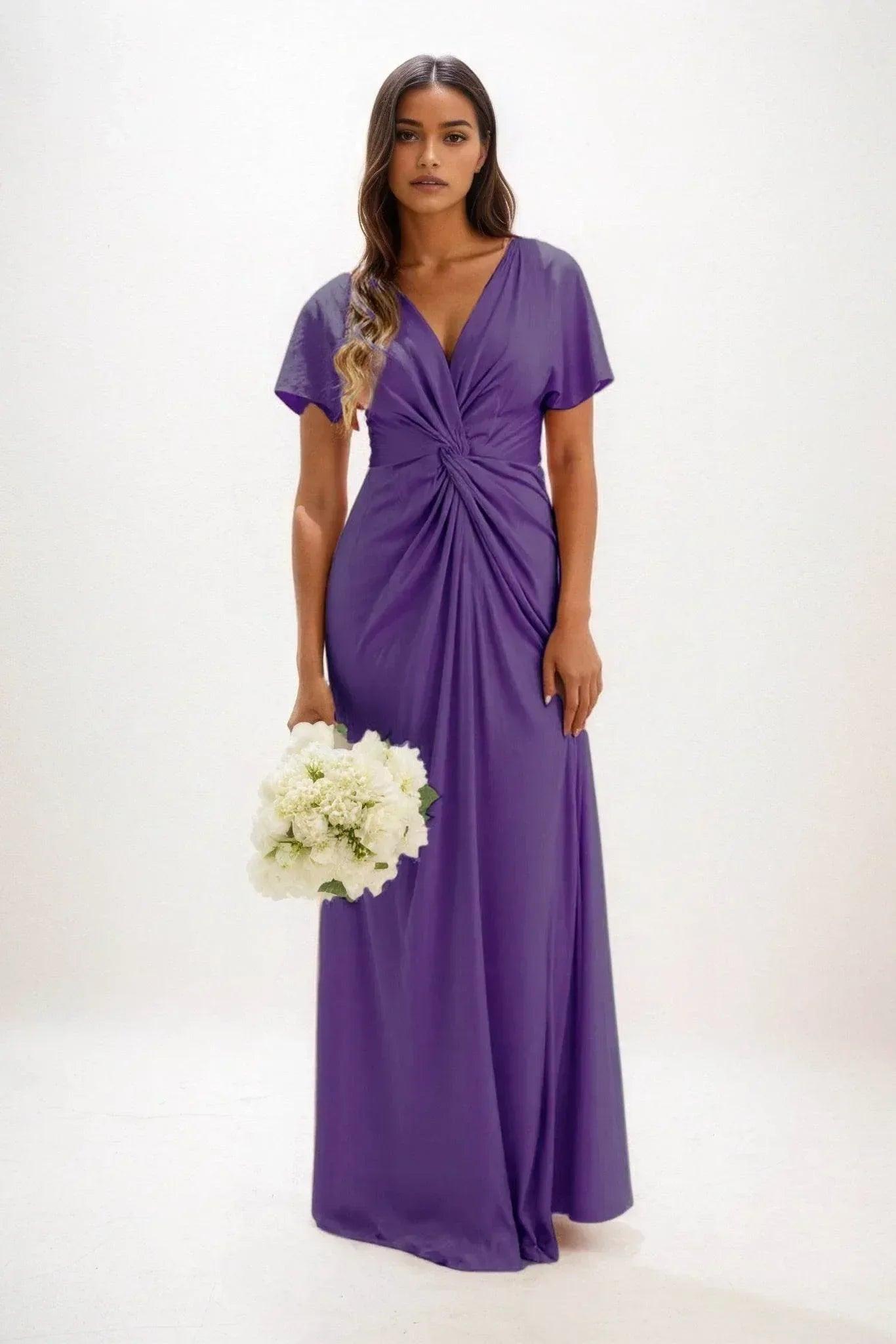 A-Line Maxi Luxe Satin Bridesmaid Dress CB0838