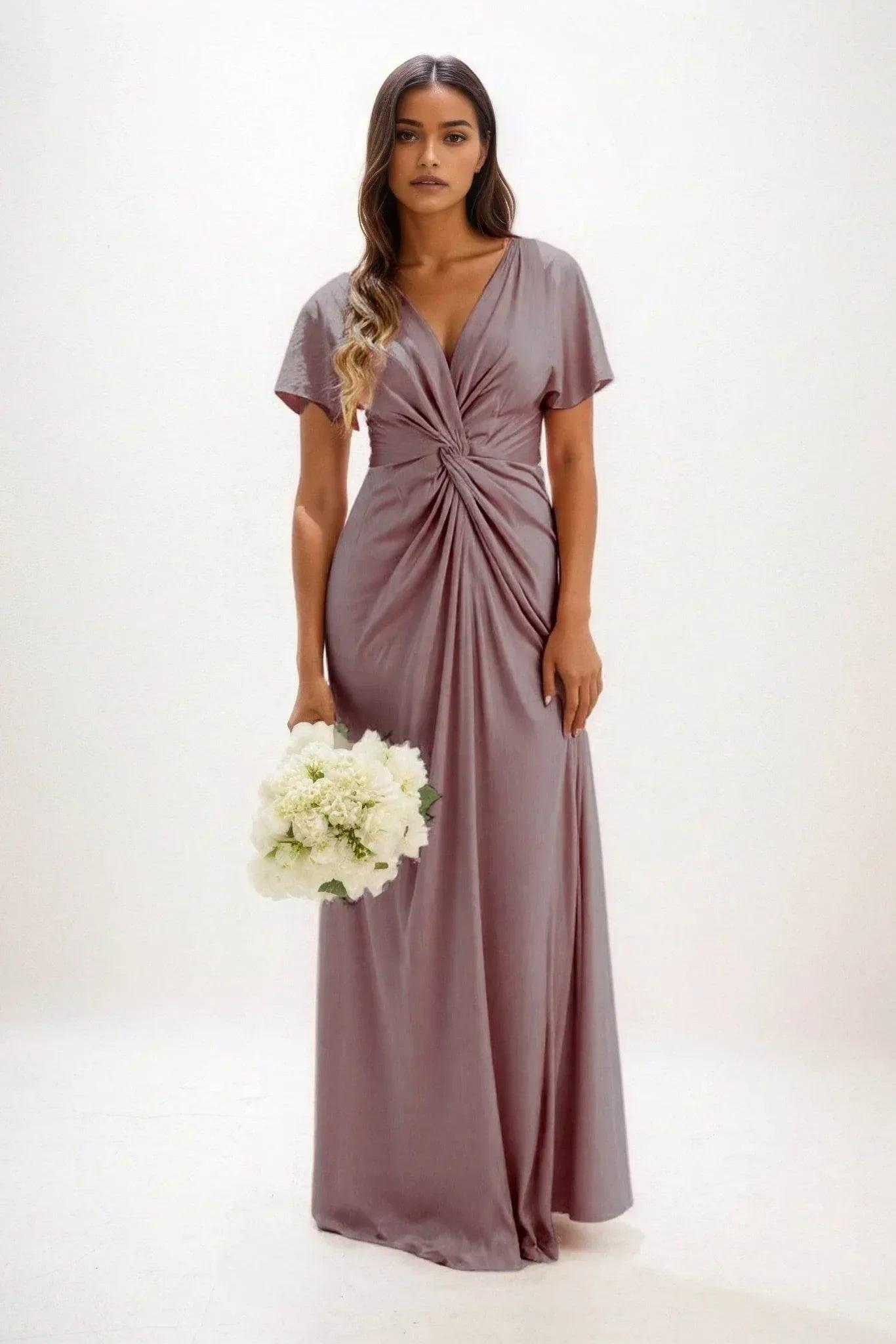 A-Line Maxi Luxe Satin Bridesmaid Dress CB0838