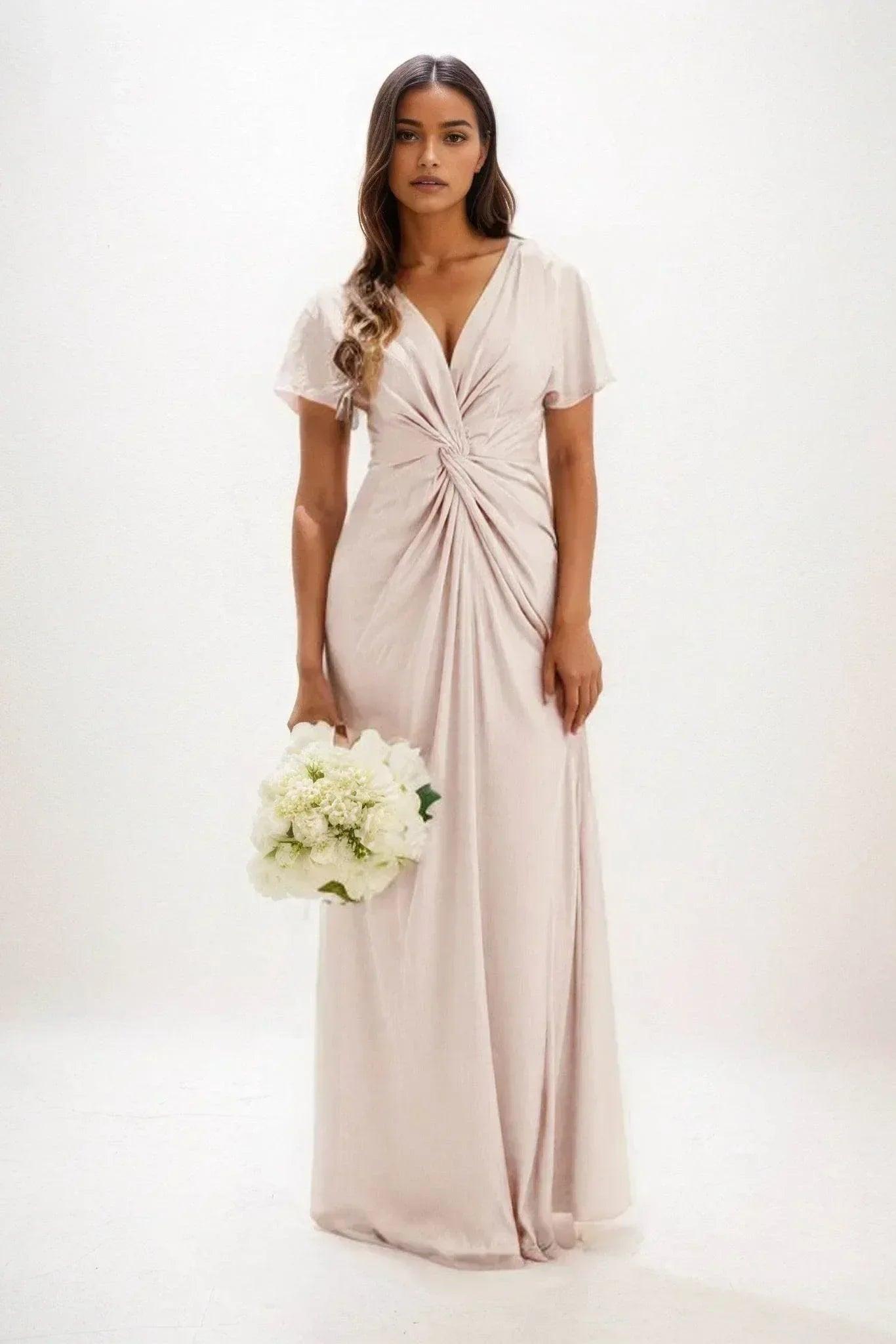 A-Line Maxi Luxe Satin Bridesmaid Dress CB0838