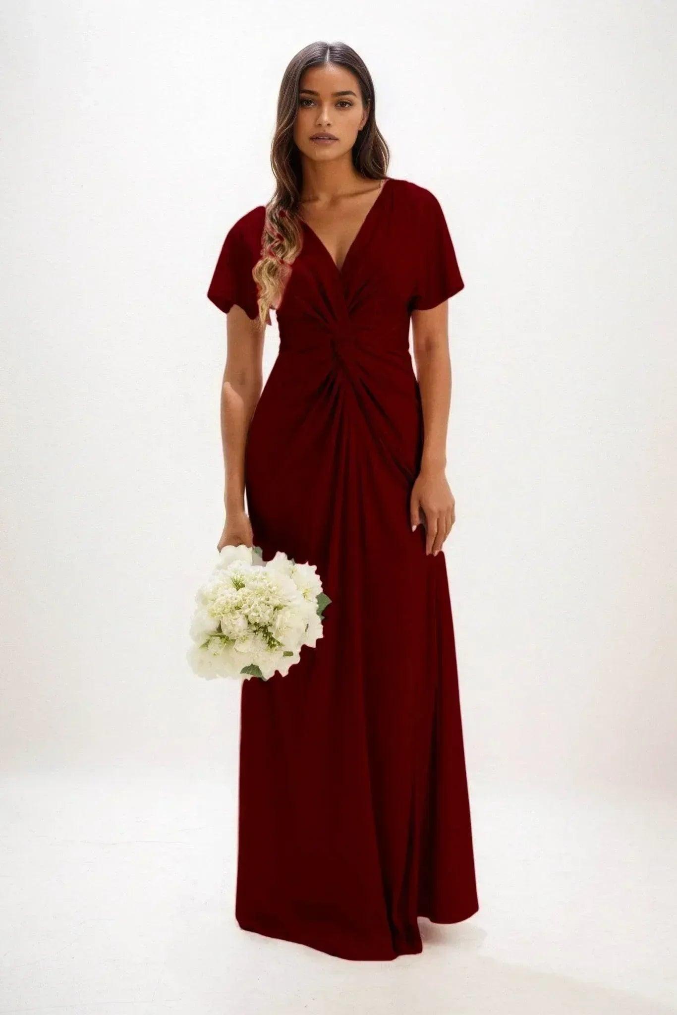 A-Line Maxi Luxe Satin Bridesmaid Dress CB0838
