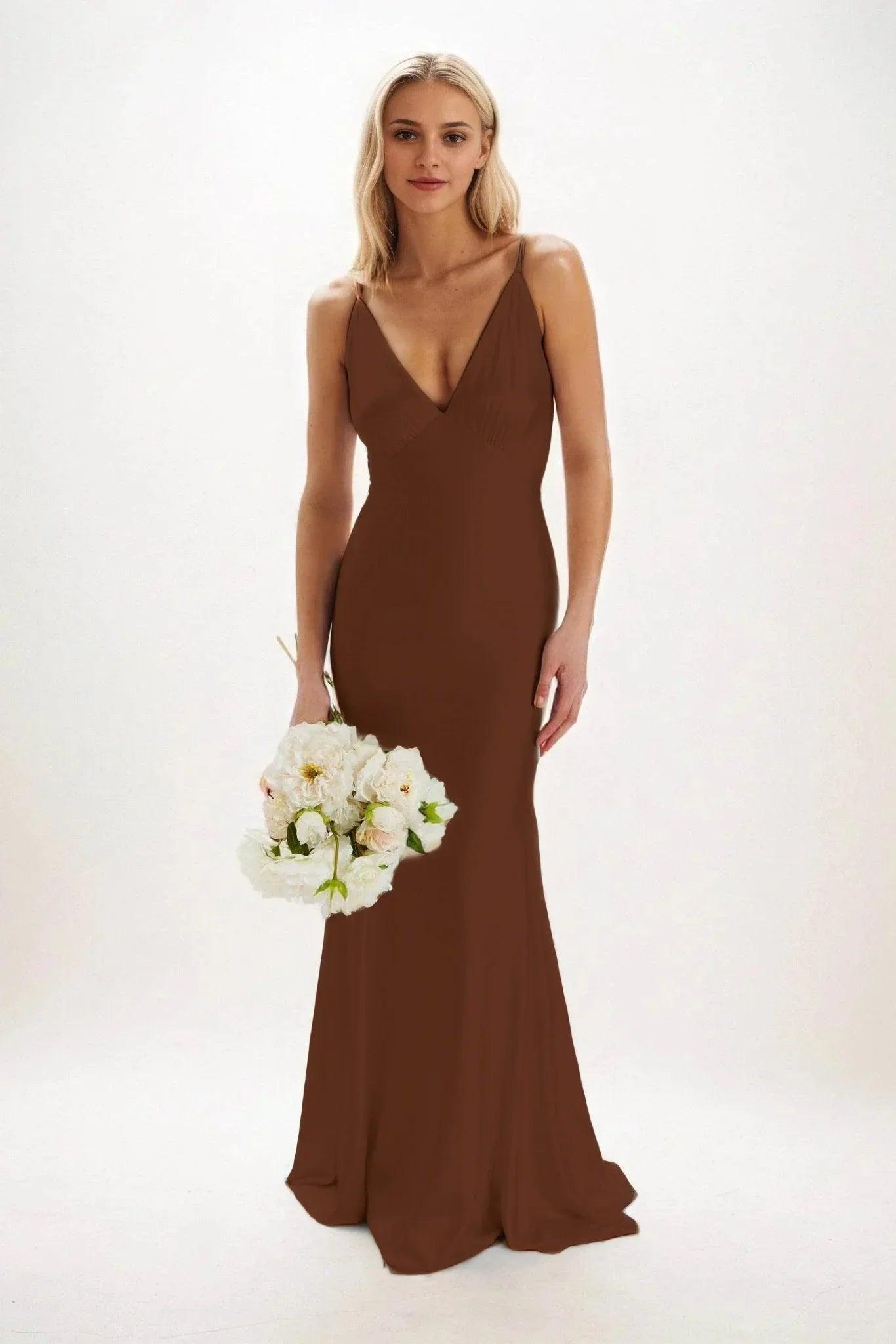 Sheath-Column Maxi Luxe Satin Bridesmaid Dress CB0839