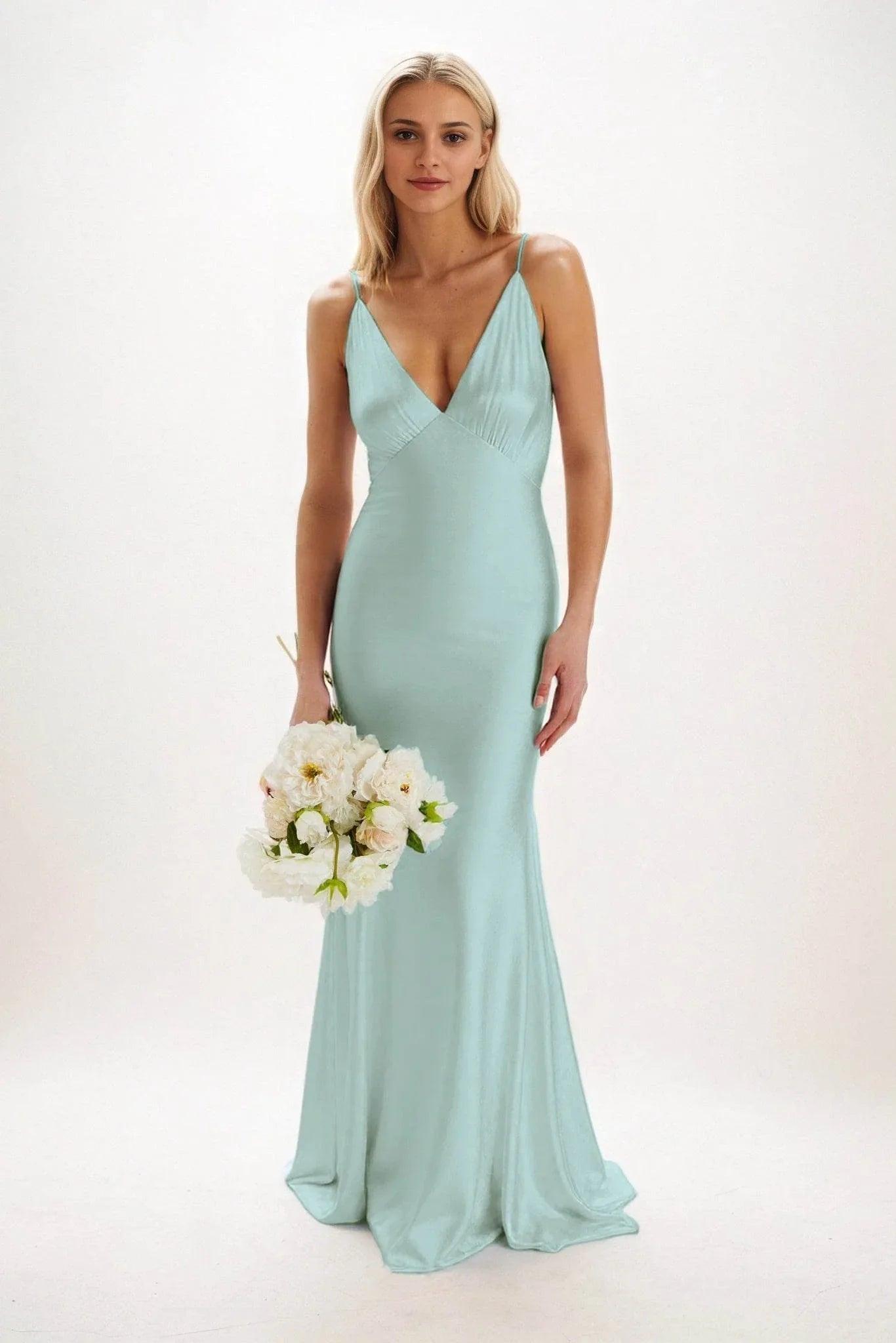 Sheath-Column Maxi Luxe Satin Dress CB0839CS