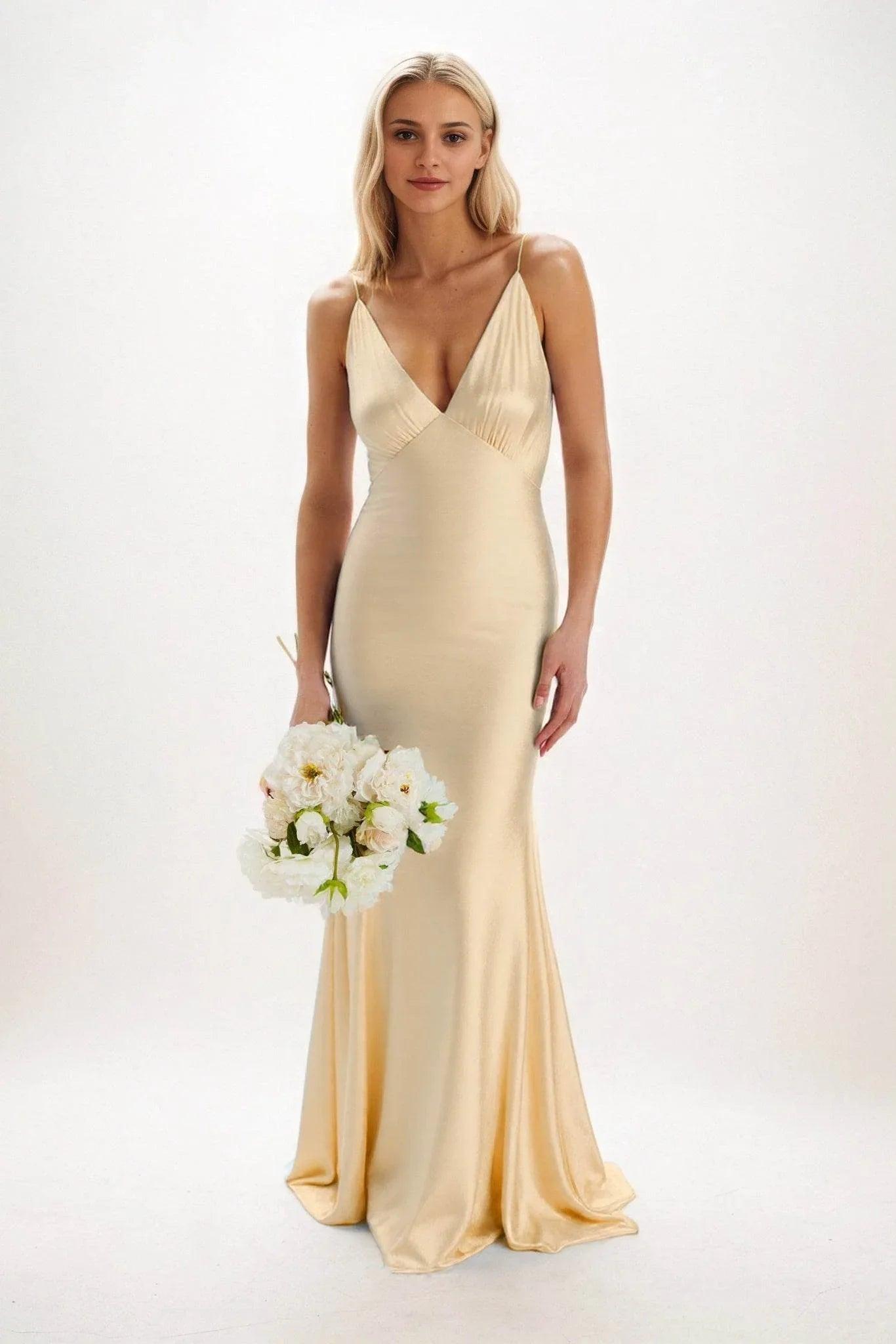 Sheath-Column Maxi Luxe Satin Dress CB0839CS