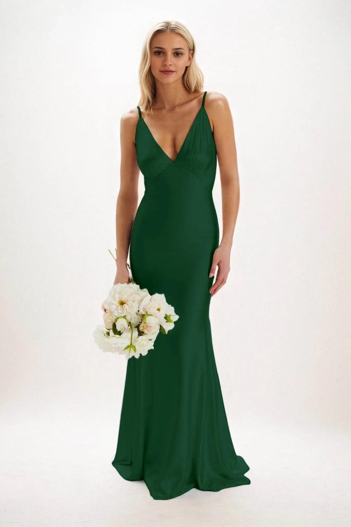 Sheath-Column Maxi Luxe Satin Bridesmaid Dress CB0839