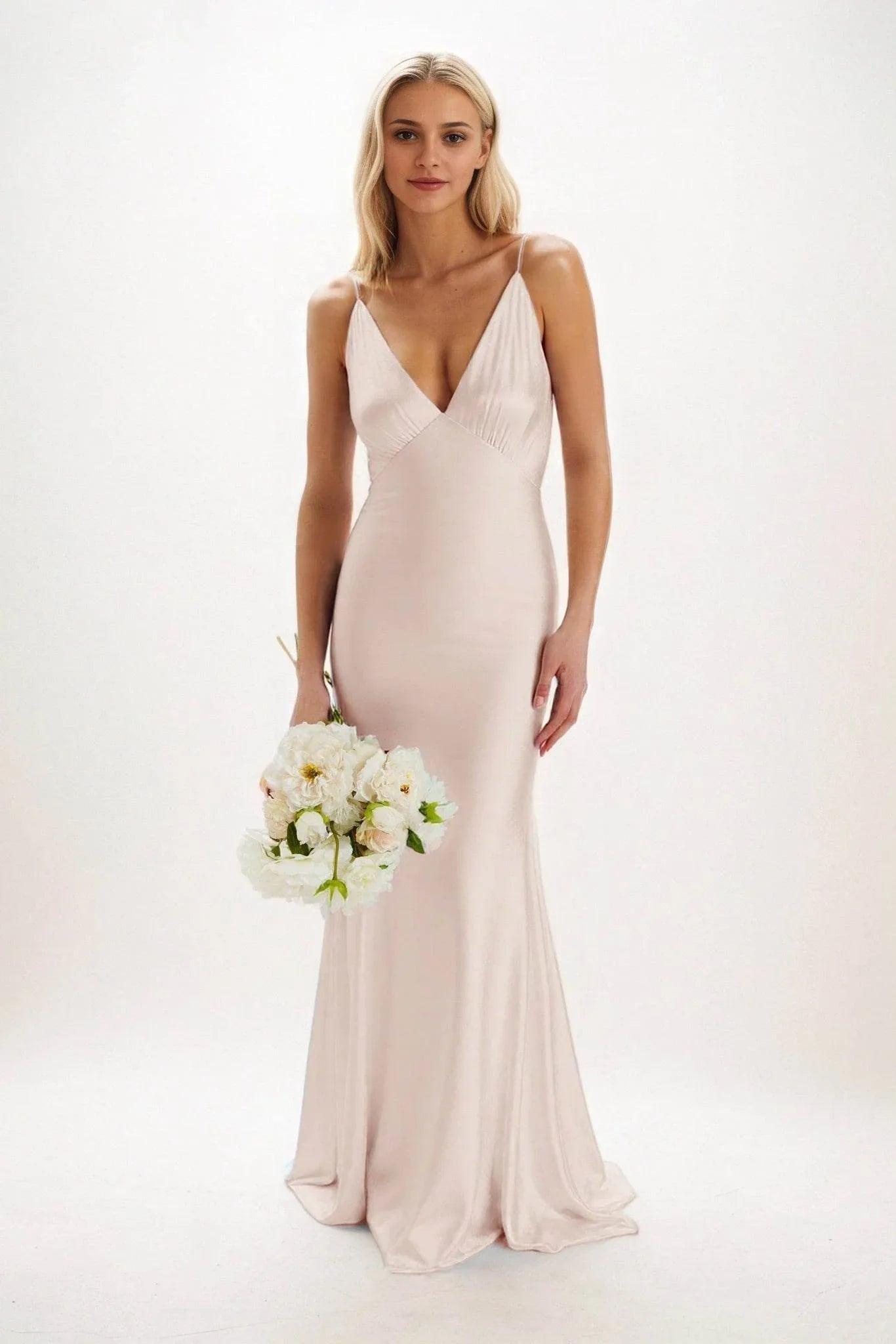 Sheath-Column Maxi Luxe Satin Dress CB0839CS