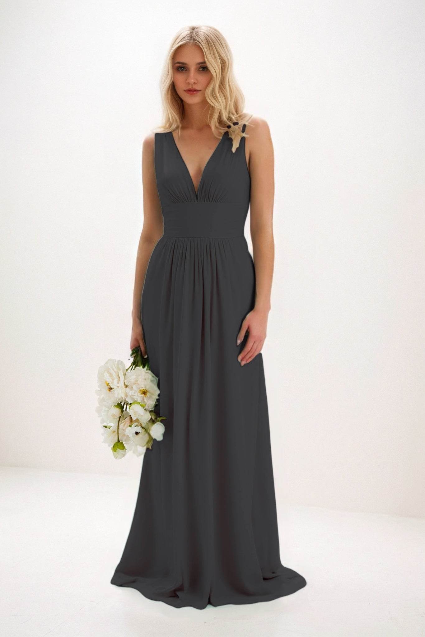 A-Line Maxi Elastic Cloth Bridesmaid Dress CB0840