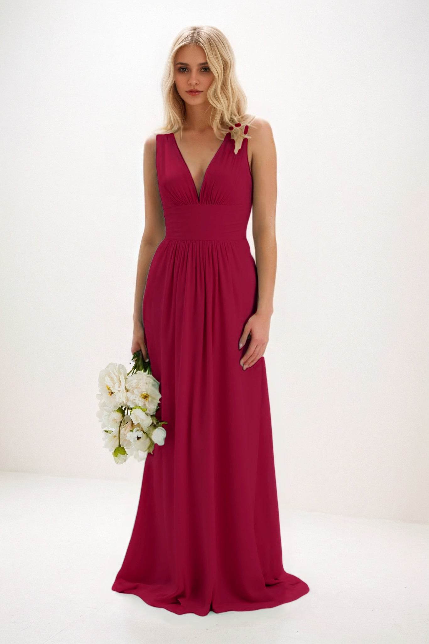 A-Line Maxi Elastic Cloth Bridesmaid Dress CB0840