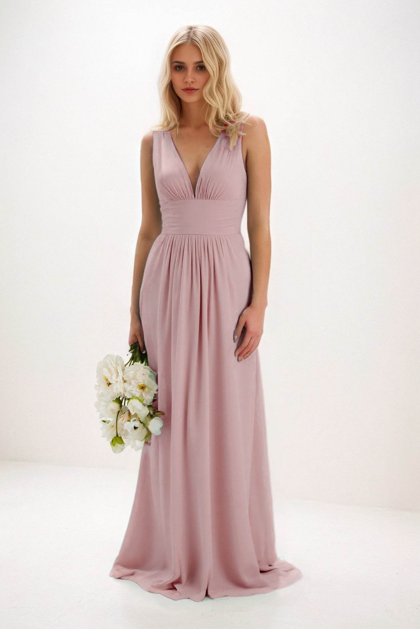 A-Line Maxi Elastic Cloth Bridesmaid Dress CB0840