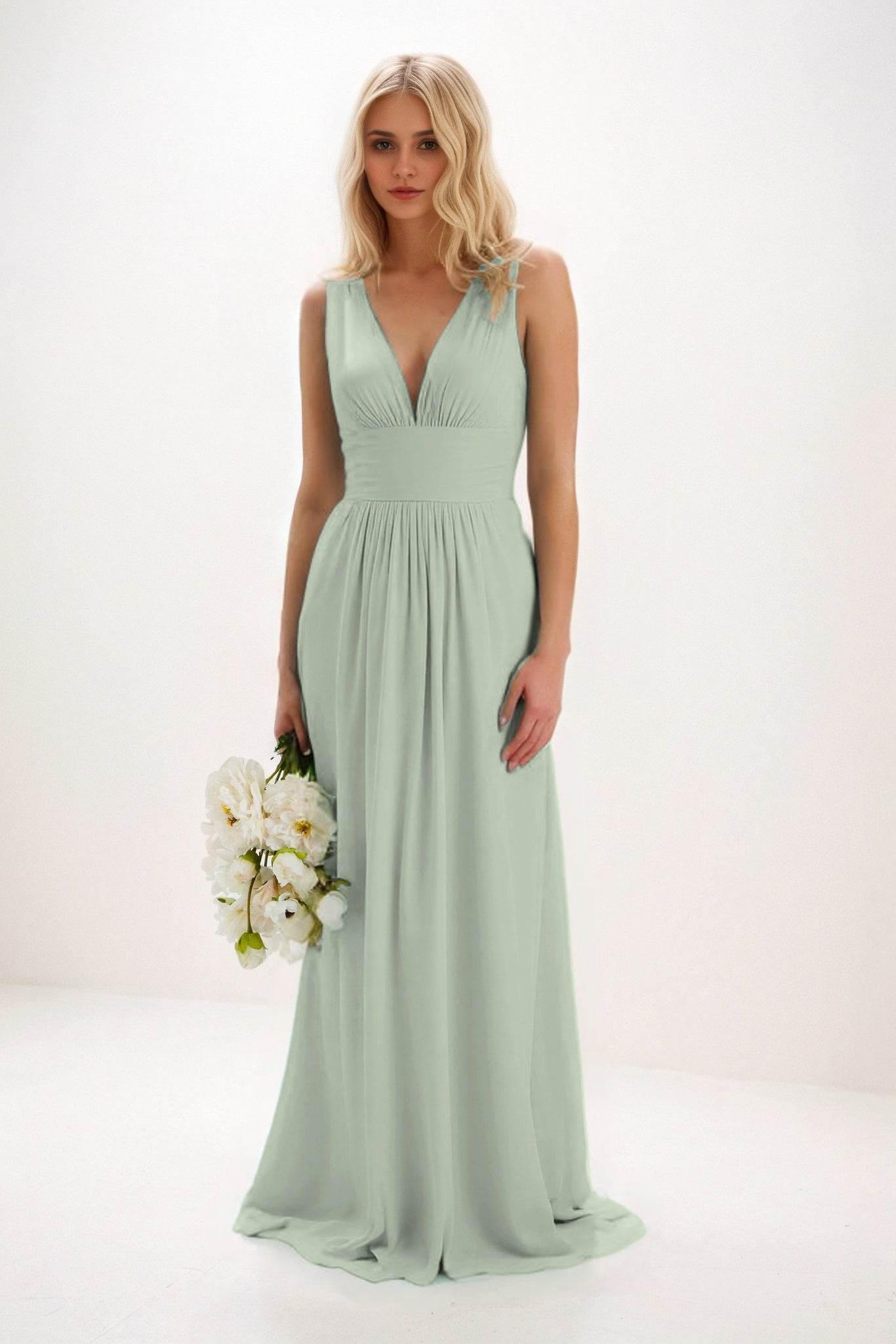 A-Line Maxi Elastic Cloth Bridesmaid Dress CB0840