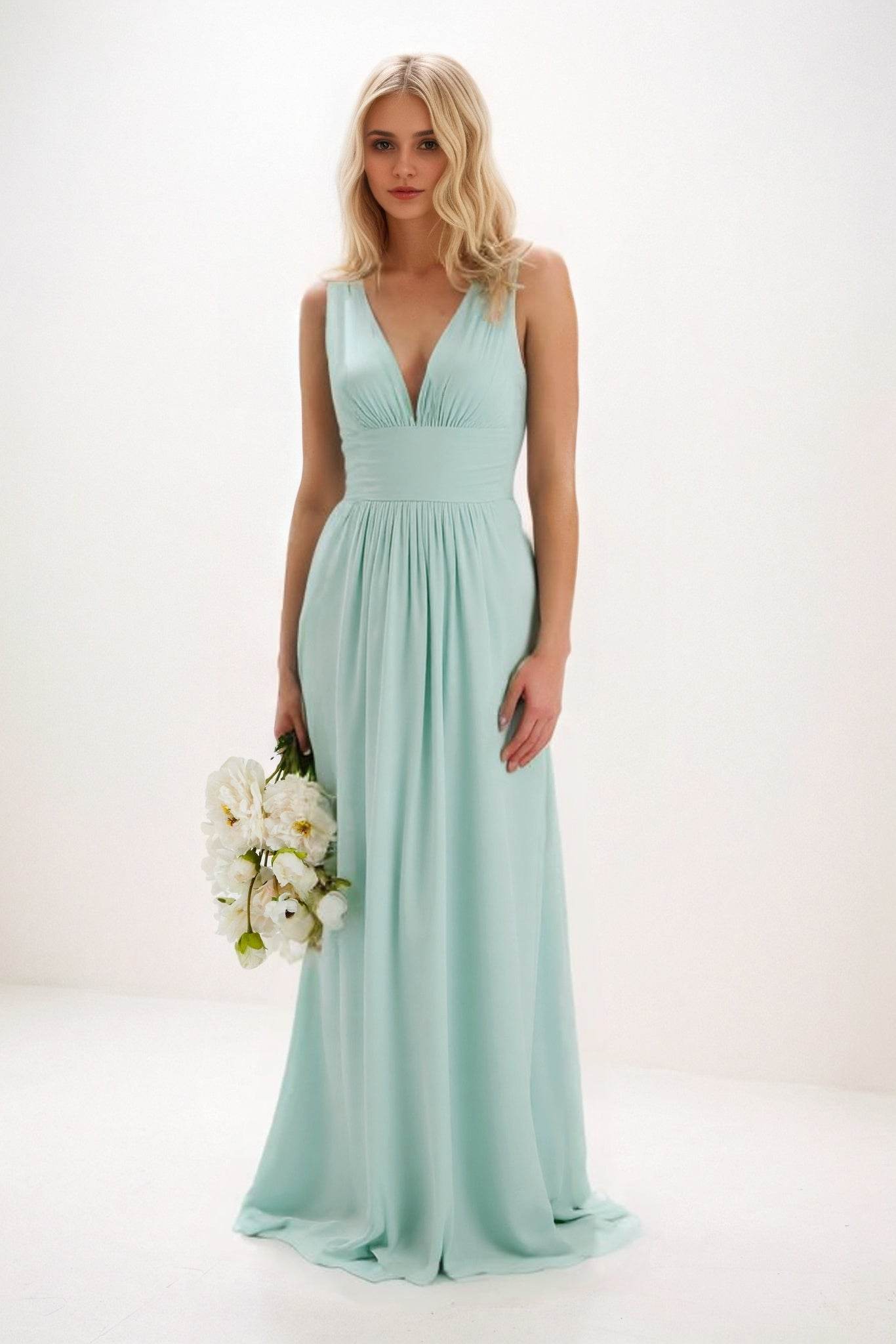 A-Line Maxi Elastic Cloth Bridesmaid Dress CB0840