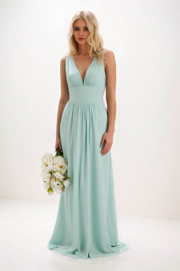 A-Line Maxi Elastic Cloth Bridesmaid Dress CB0840