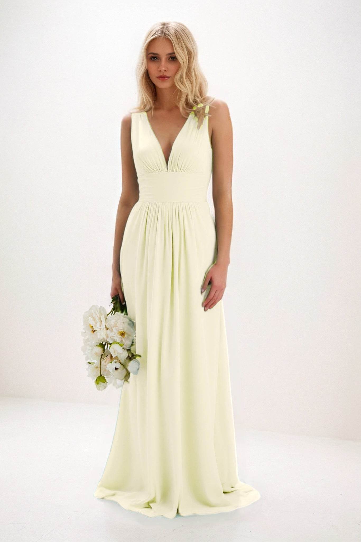 A-Line Maxi Elastic Cloth Bridesmaid Dress CB0840