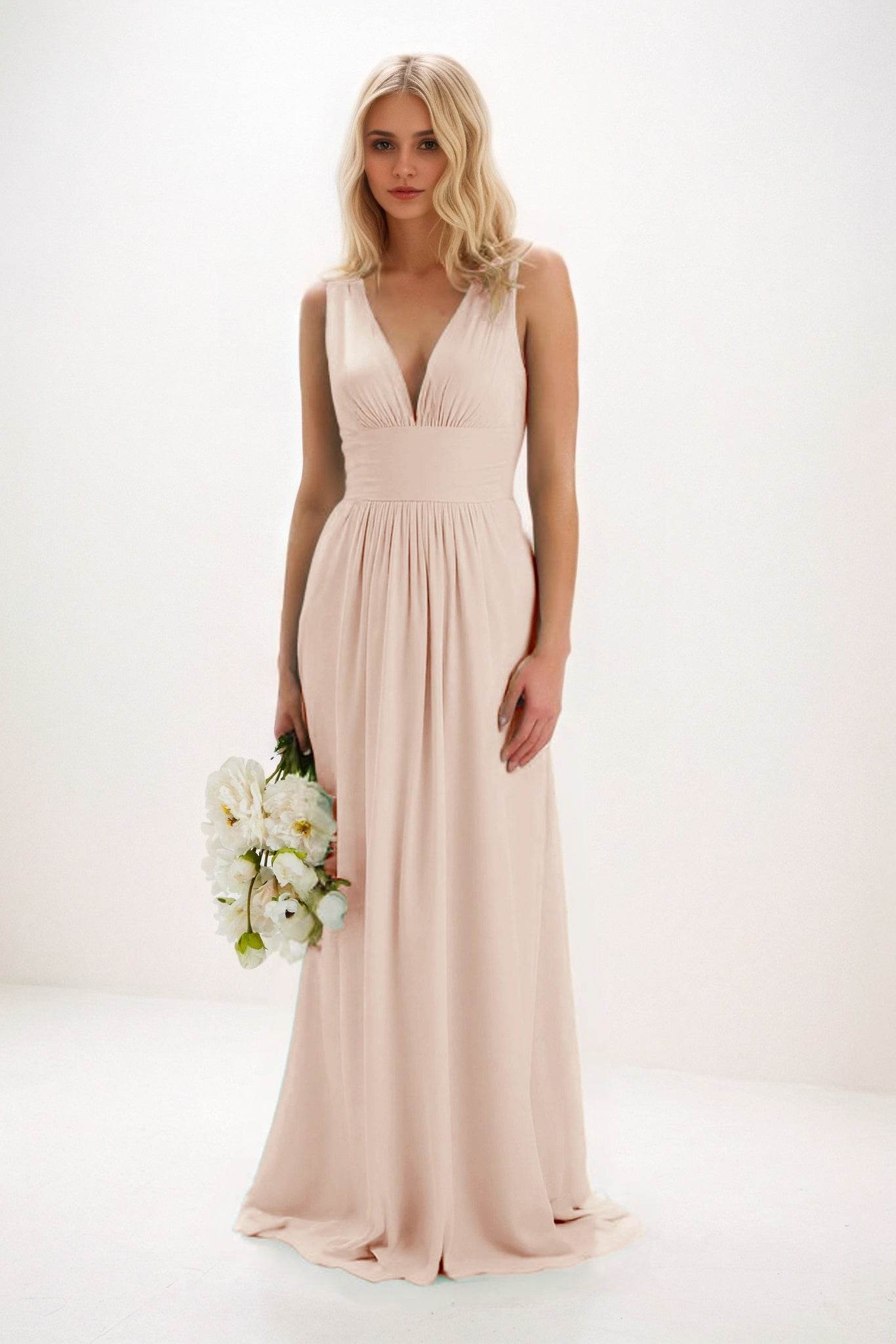 A-Line Maxi Elastic Cloth Bridesmaid Dress CB0840