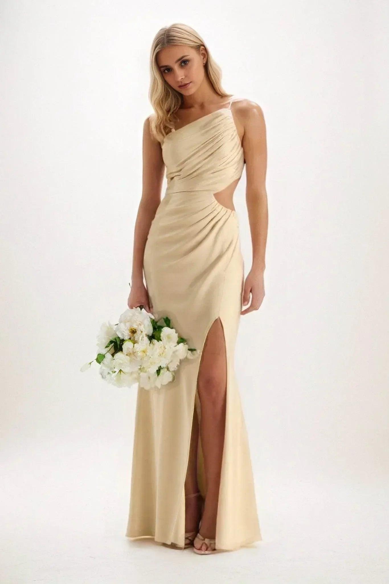 Sheath-Column Maxi Luxe Satin Dress CB0842CS