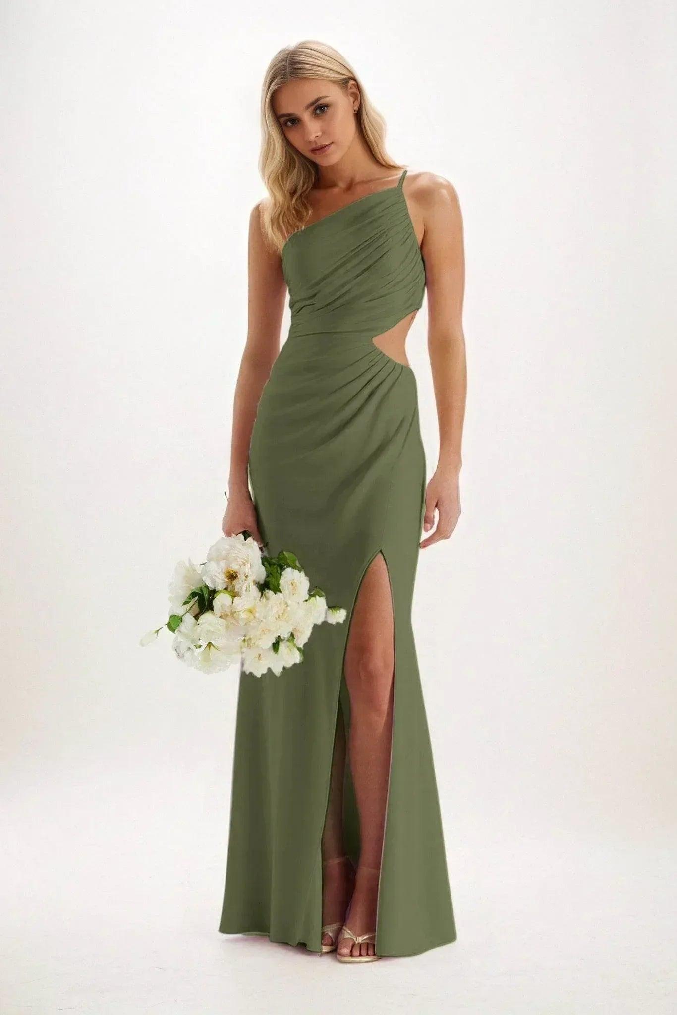Sheath-Column Maxi Luxe Satin Dress CB0842CS