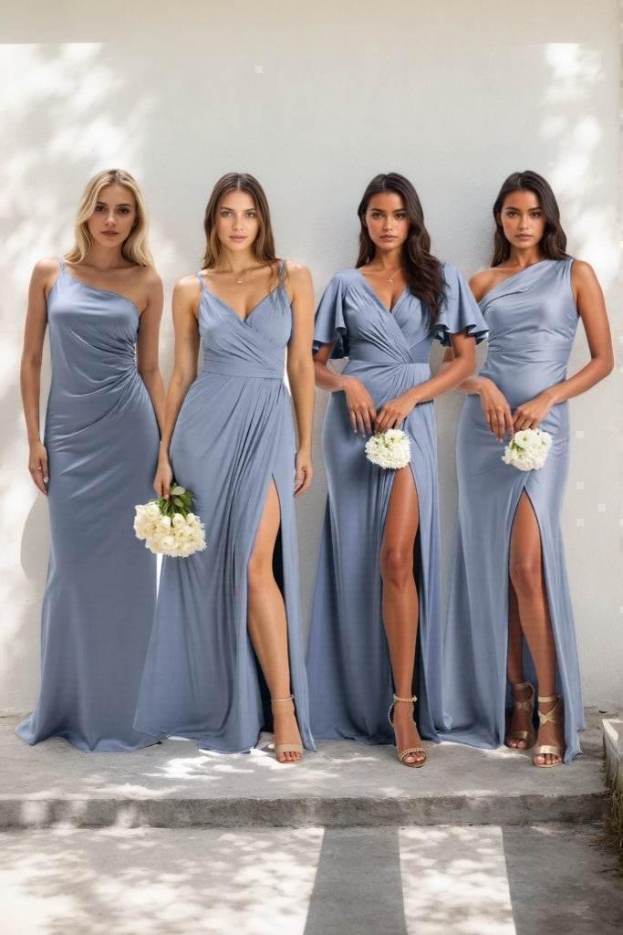 A-Line Maxi Luxe Satin Bridesmaid Dress CB0846