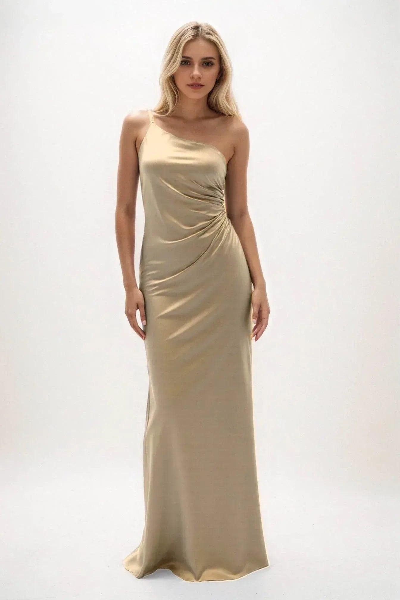 Sheath-Column Maxi Luxe Satin Dress CB0843CS