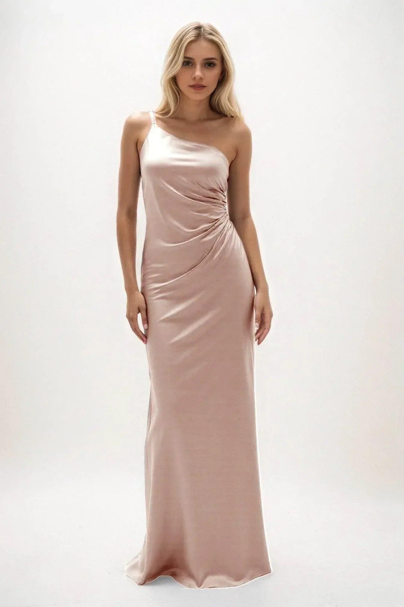 Sheath-Column Maxi Luxe Satin Dress CB0843CS