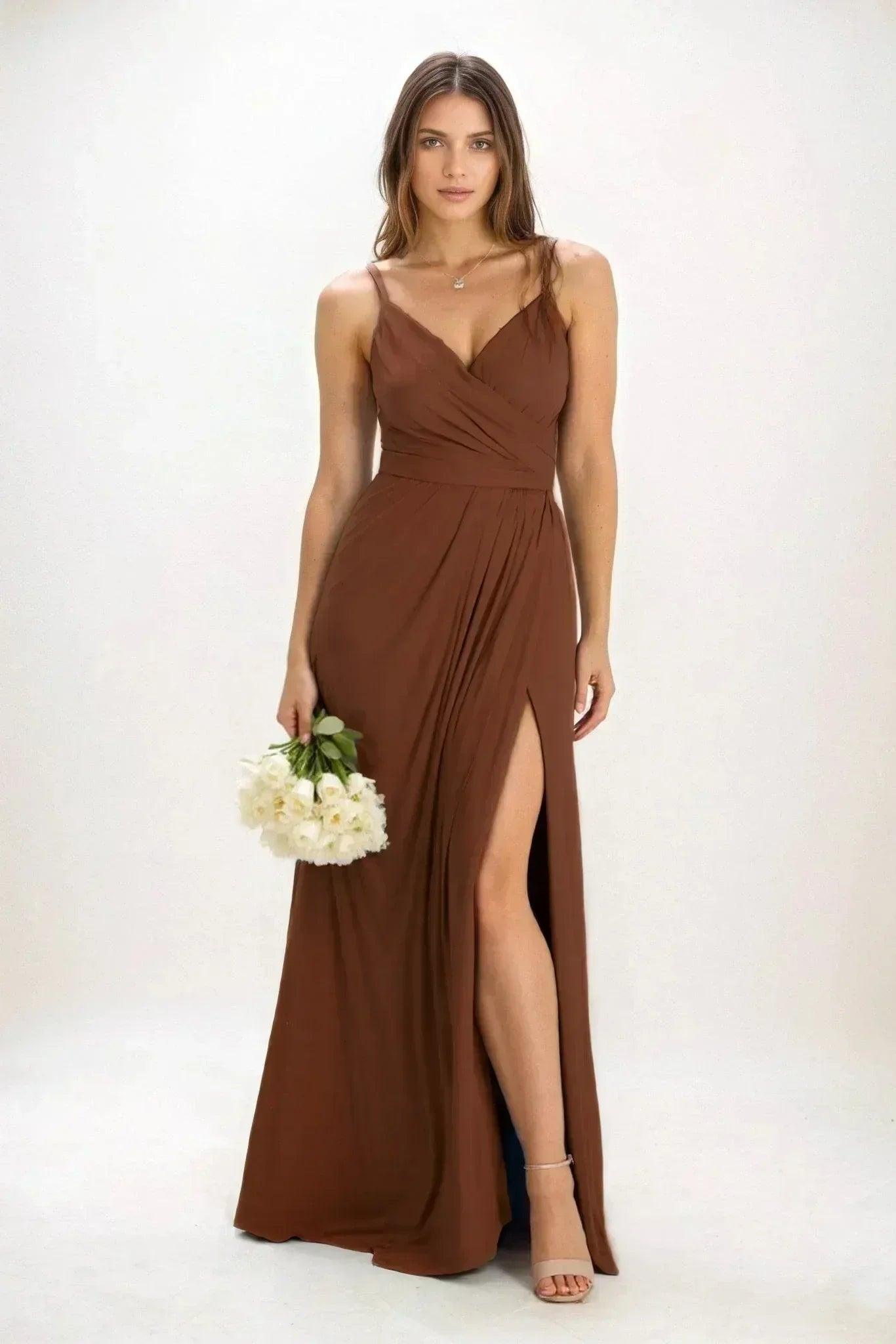 A-Line Maxi Luxe Satin Bridesmaid Dress CB0844
