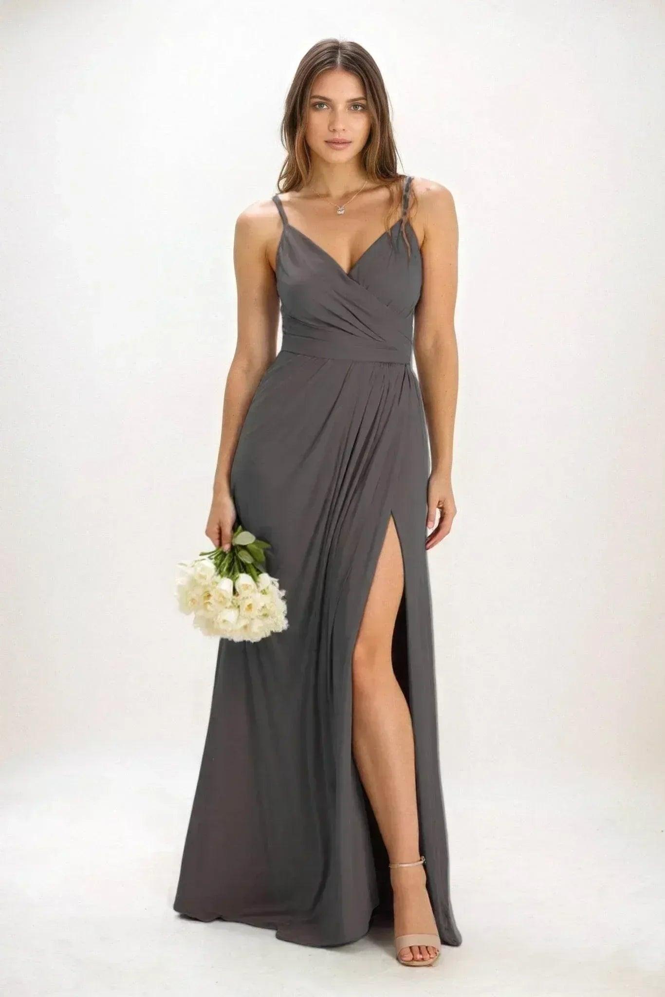 A-Line Maxi Luxe Satin Bridesmaid Dress CB0844