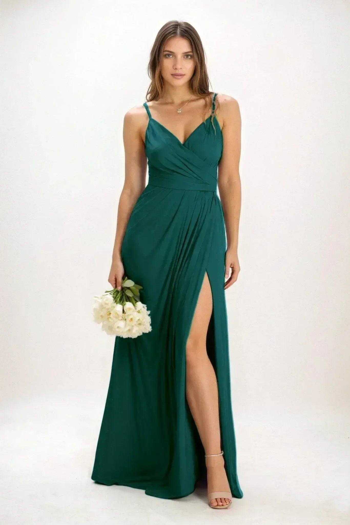 A-Line Maxi Luxe Satin Bridesmaid Dress CB0844