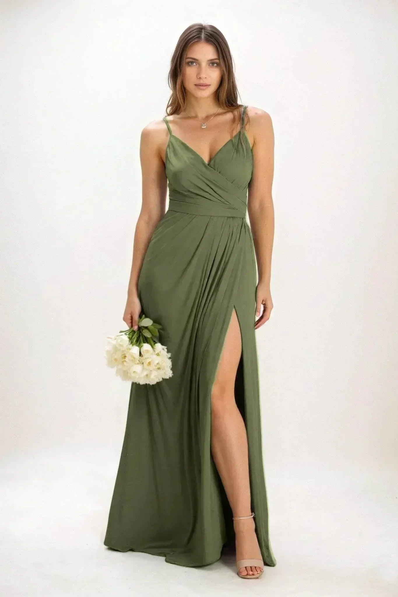 A-Line Maxi Luxe Satin Bridesmaid Dress CB0844
