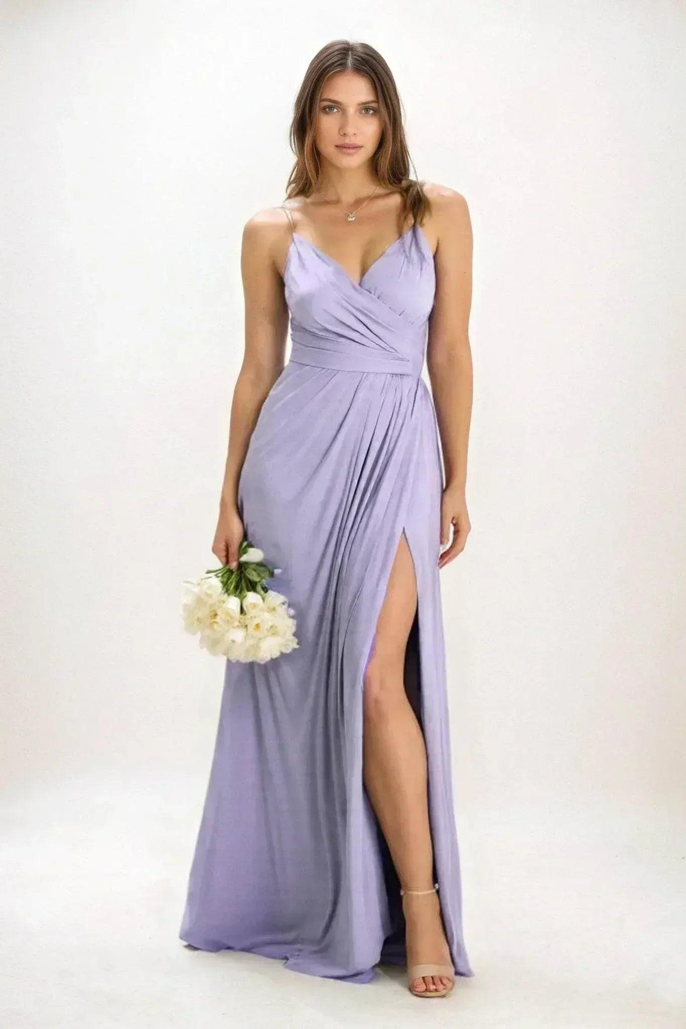 A-Line Maxi Luxe Satin Bridesmaid Dress CB0844