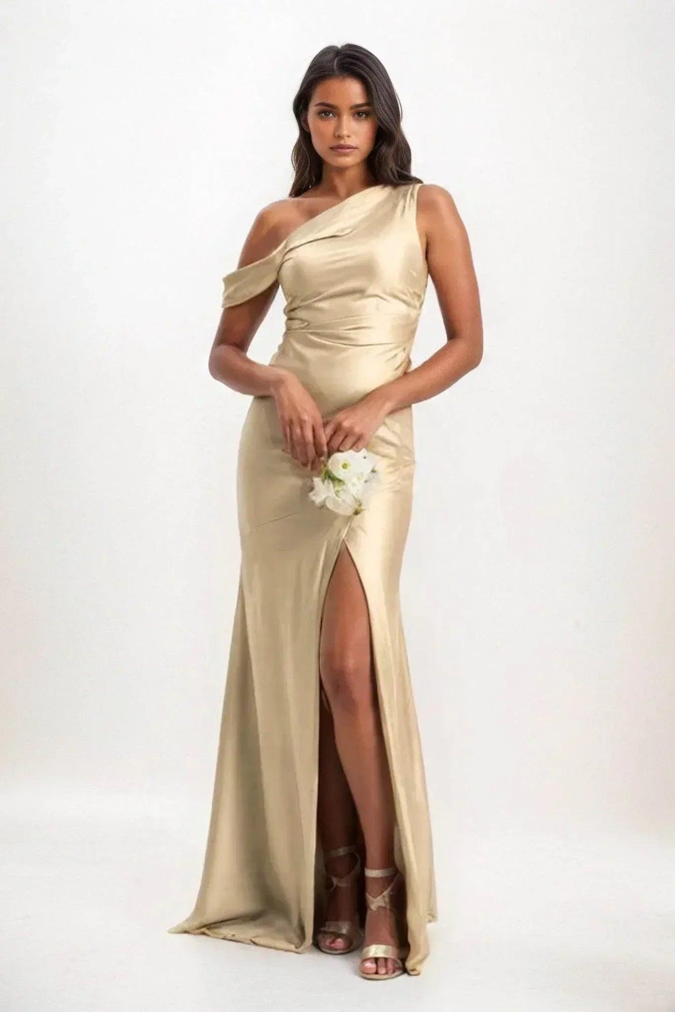 Sheath-Column Maxi Luxe Satin Dress CB0845CS