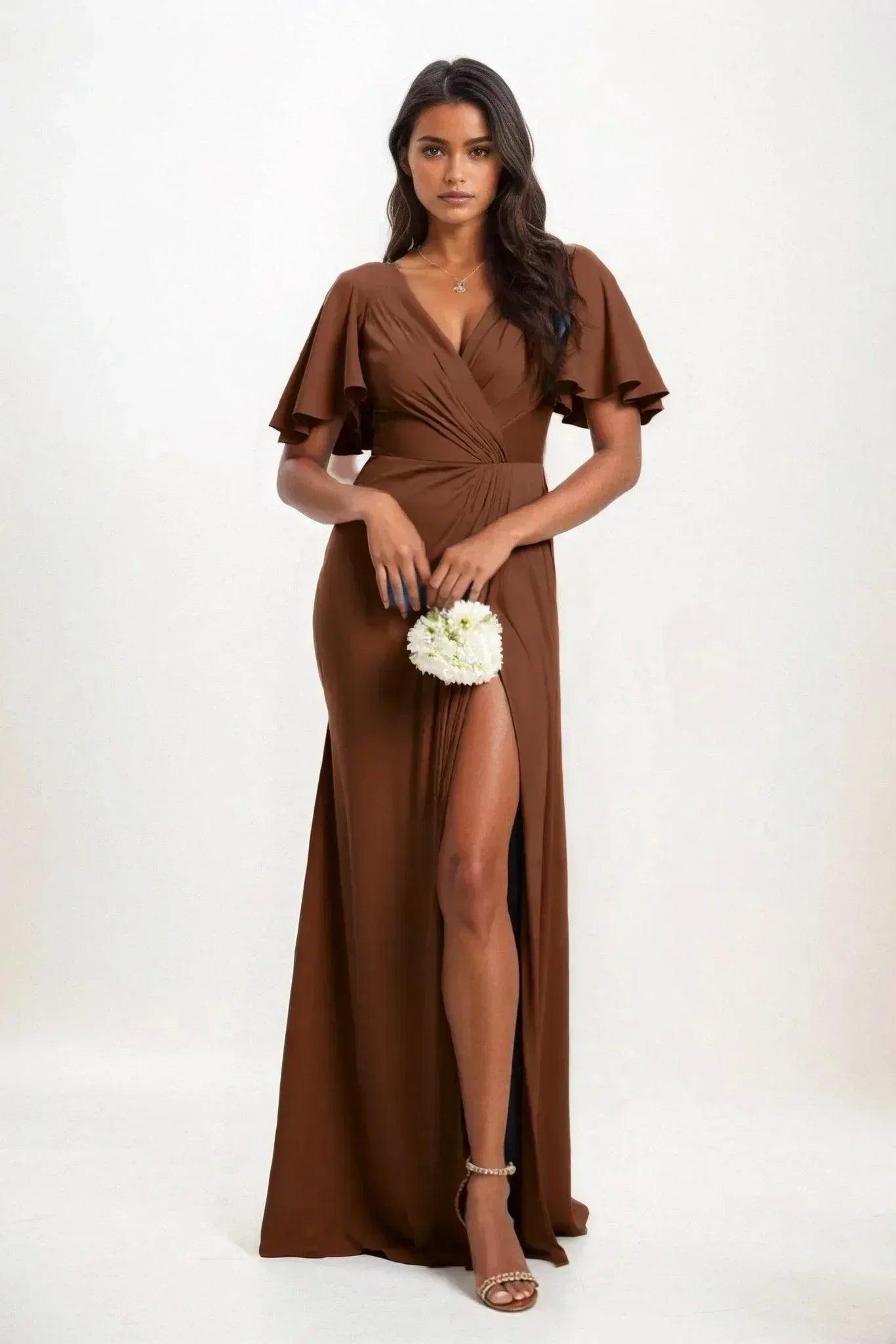 A-Line Maxi Luxe Satin Bridesmaid Dress CB0846