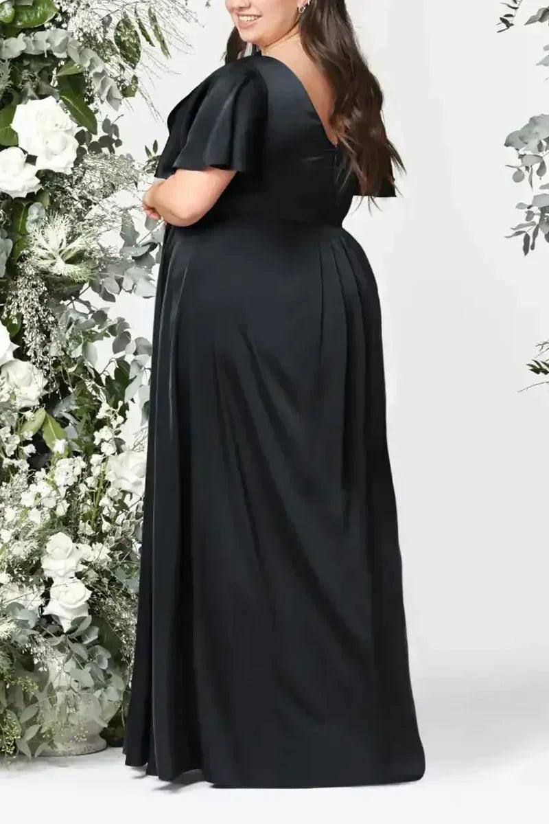 A-Line Maxi Luxe Satin Bridesmaid Dress CB0846