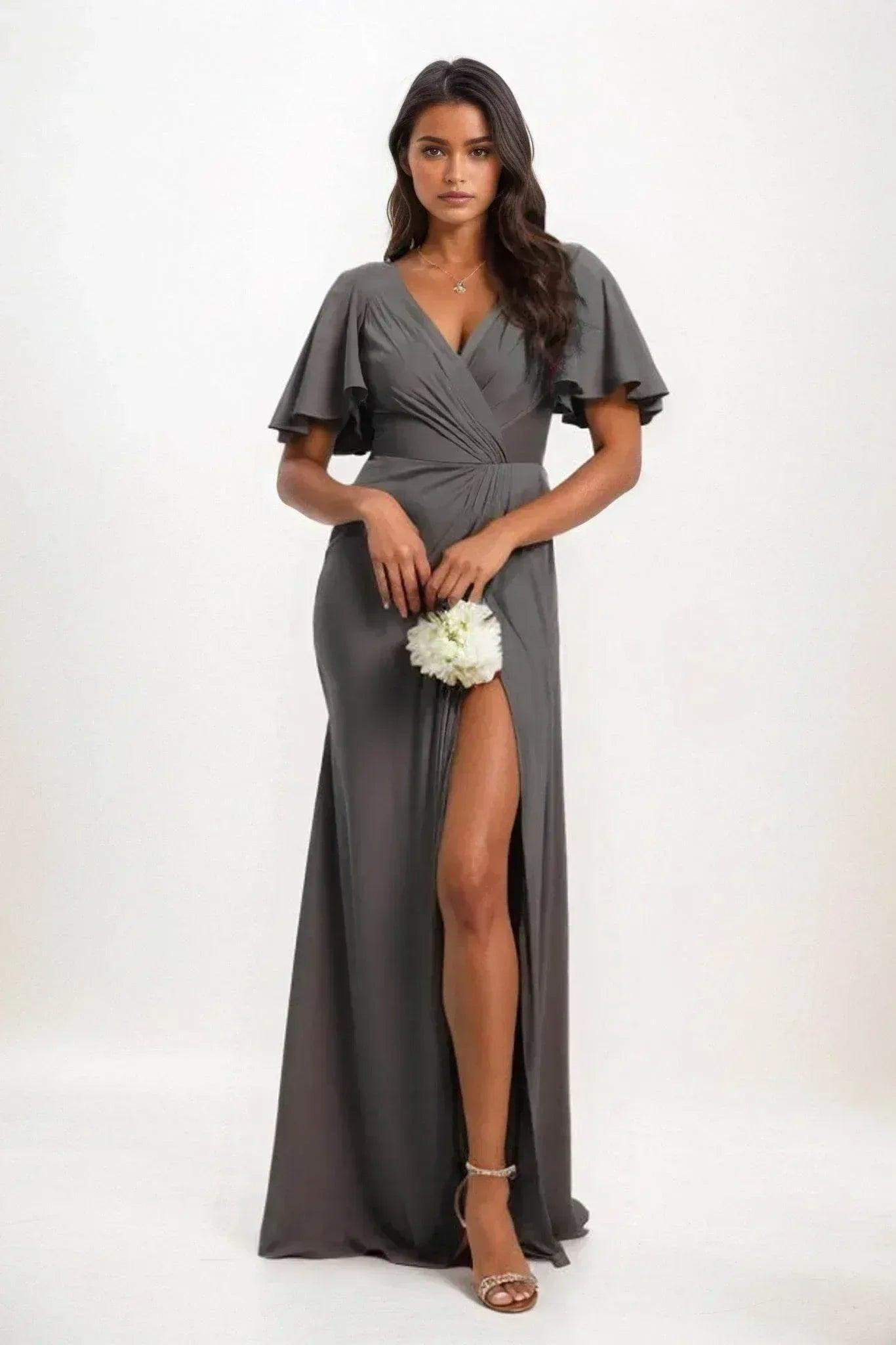 A-Line Maxi Luxe Satin Bridesmaid Dress CB0846