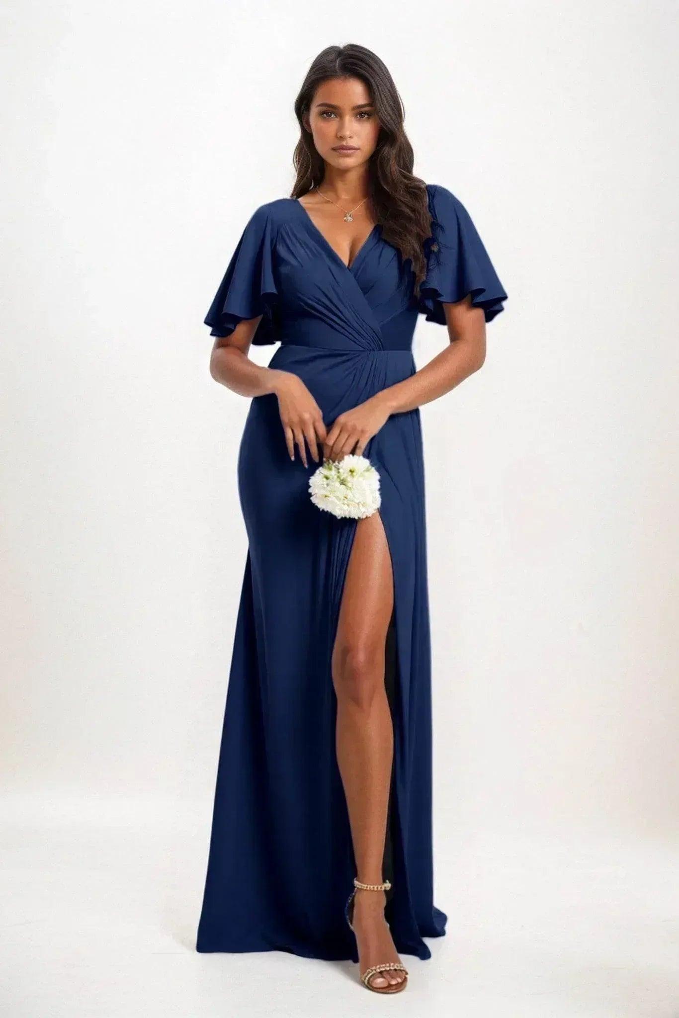 A-Line Maxi Luxe Satin Bridesmaid Dress CB0846