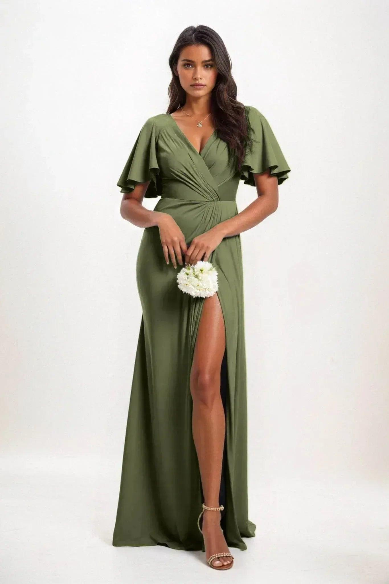 A-Line Maxi Luxe Satin Bridesmaid Dress CB0846