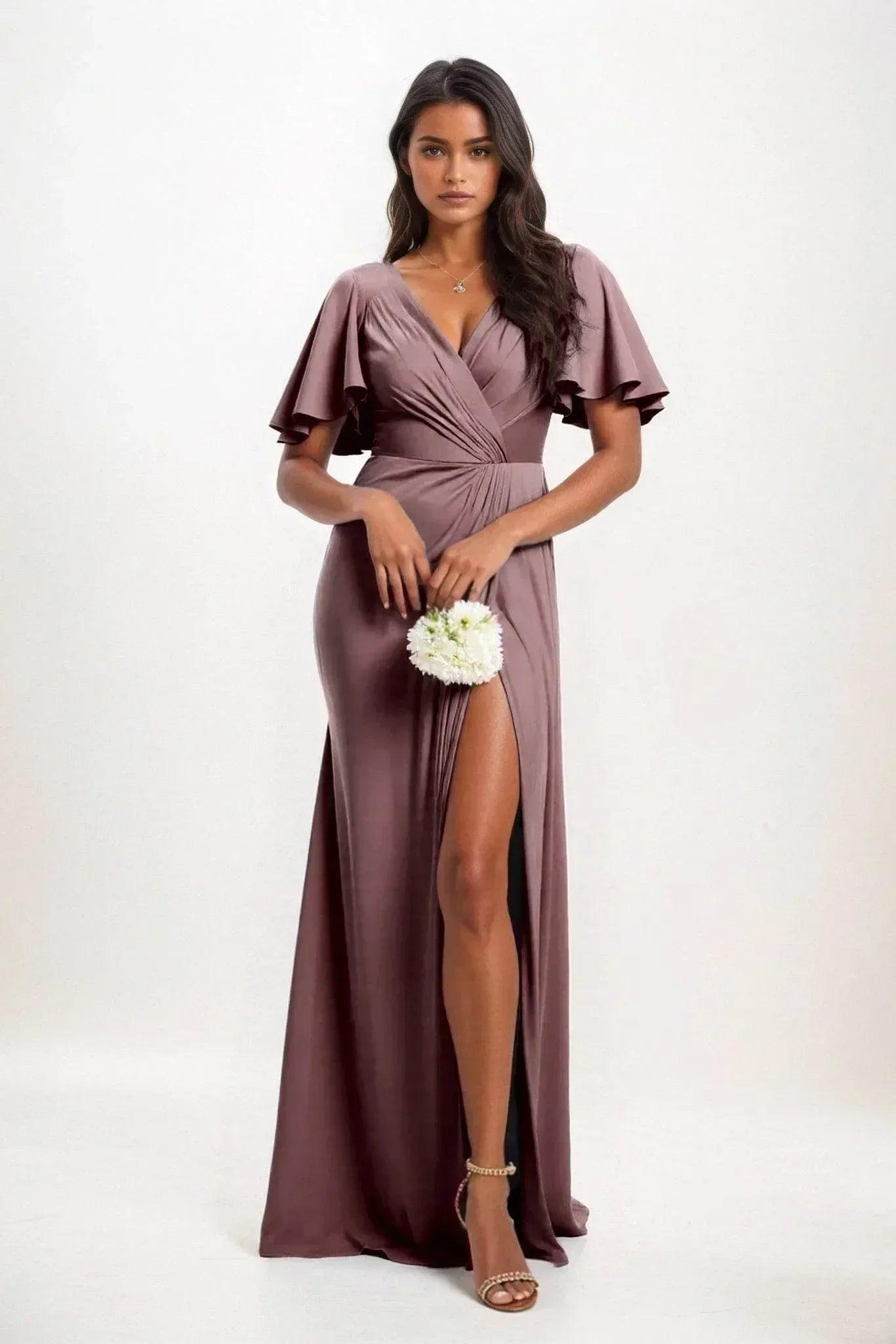 A-Line Maxi Luxe Satin Bridesmaid Dress CB0846