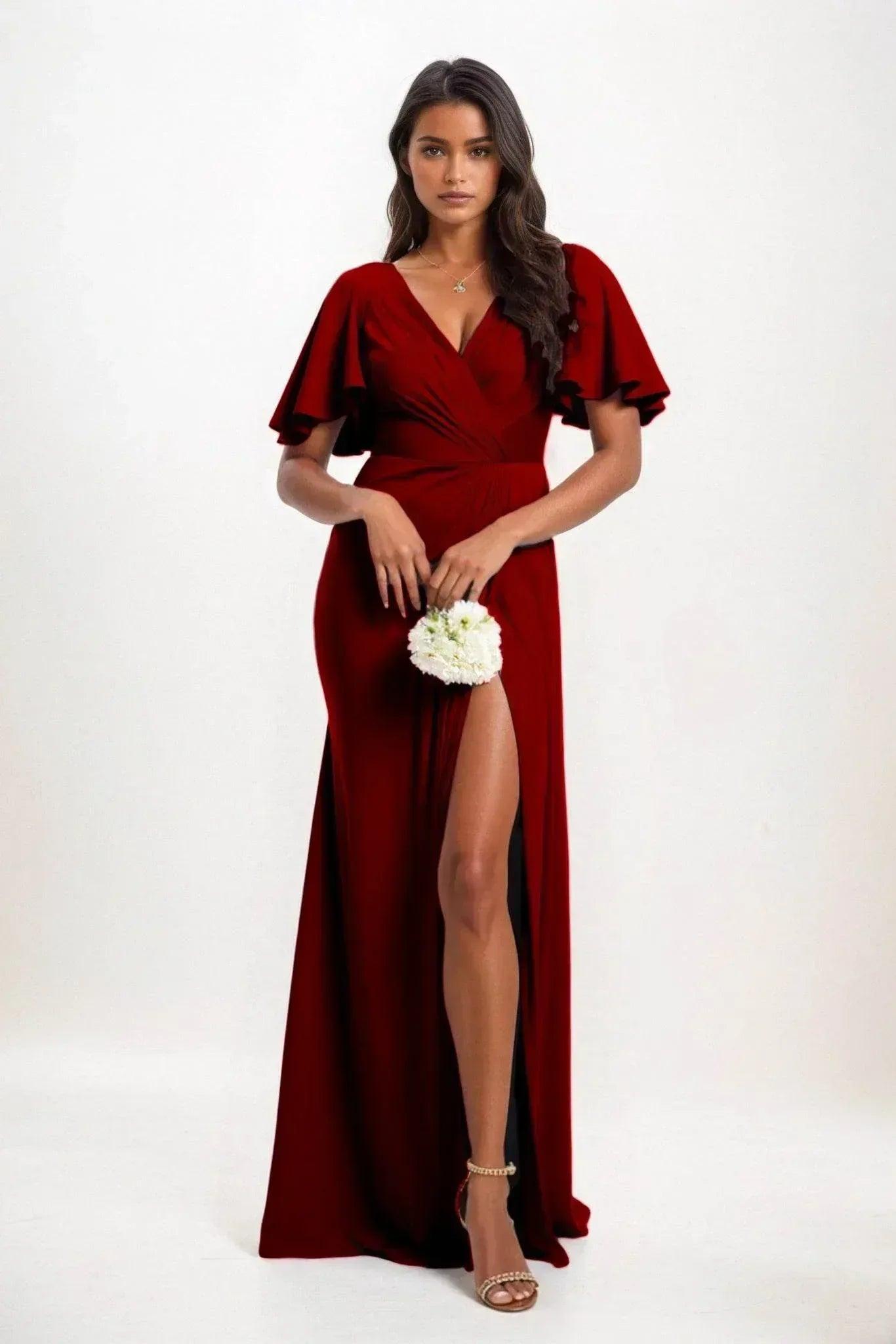 A-Line Maxi Luxe Satin Bridesmaid Dress CB0846