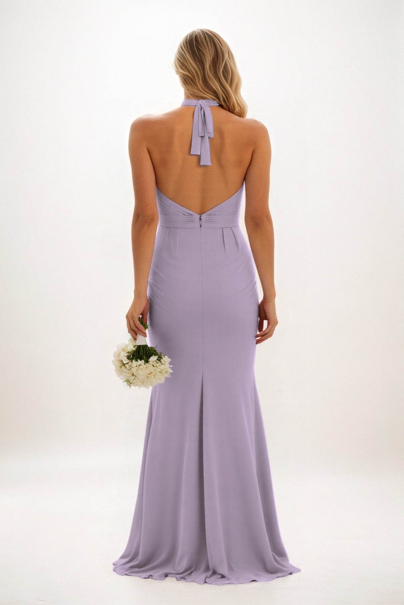 Sheath-Column Maxi Chiffon Bridesmaid Dress CB0848