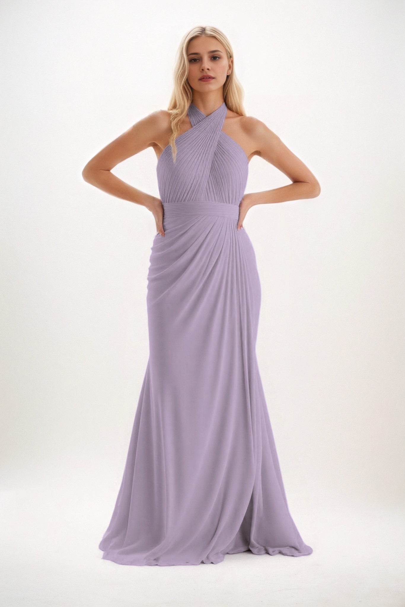 Sheath-Column Maxi Chiffon Bridesmaid Dress CB0848