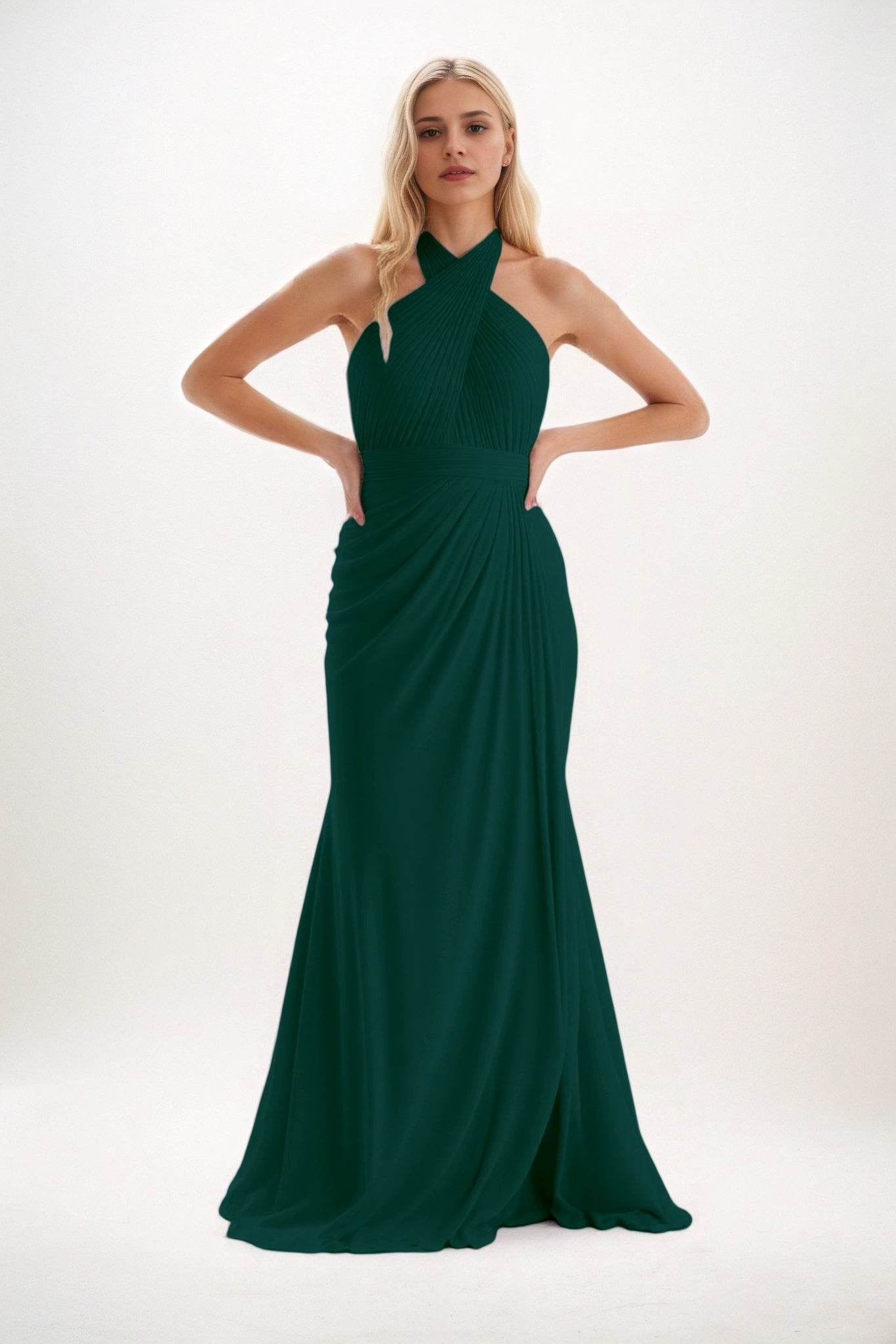Sheath-Column Maxi Chiffon Bridesmaid Dress CB0848
